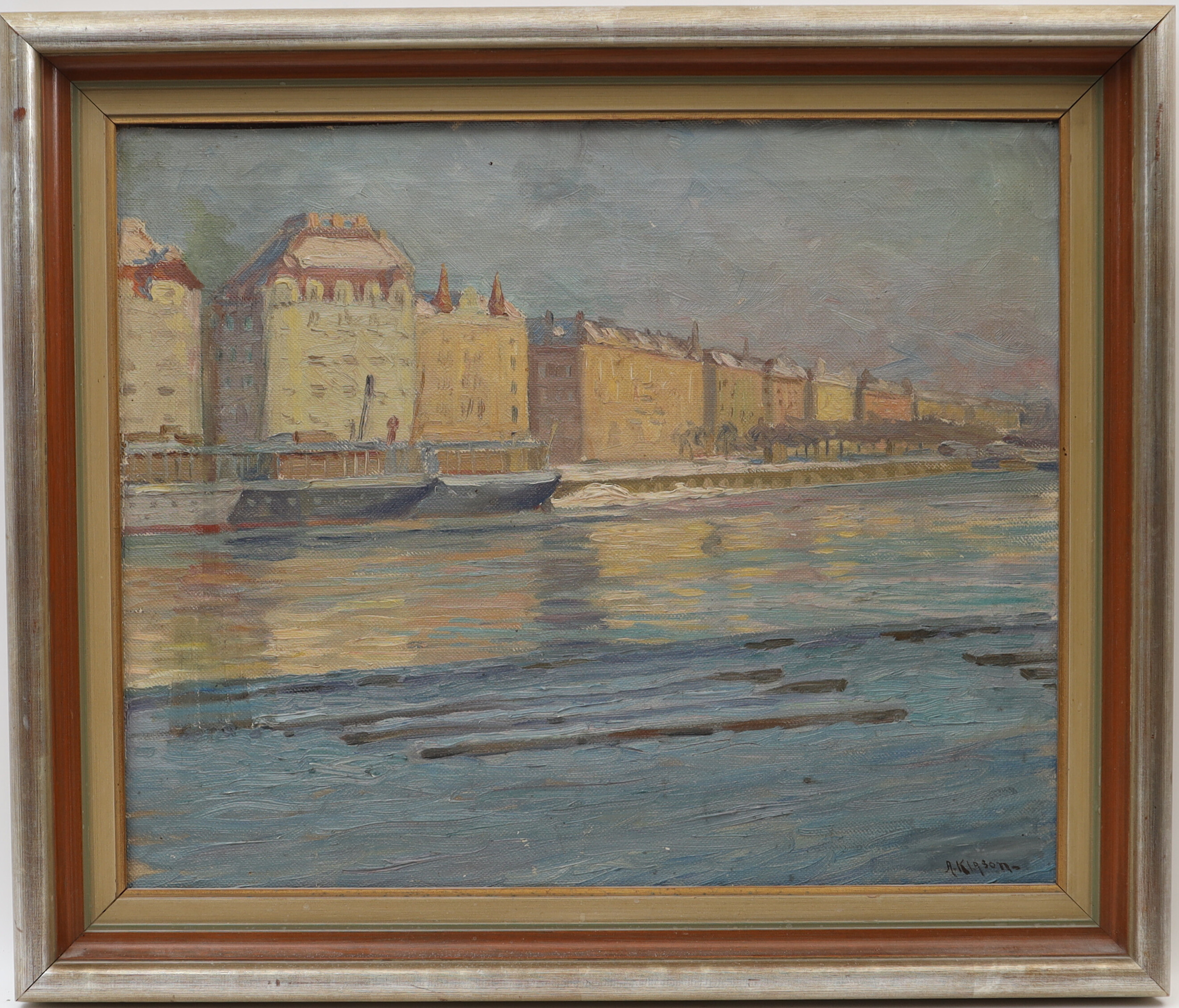 OIDENTIFIERAD KONSTNÄR. Strandvägen, Stockholm, oljemålning på duk, signerad A Klason.