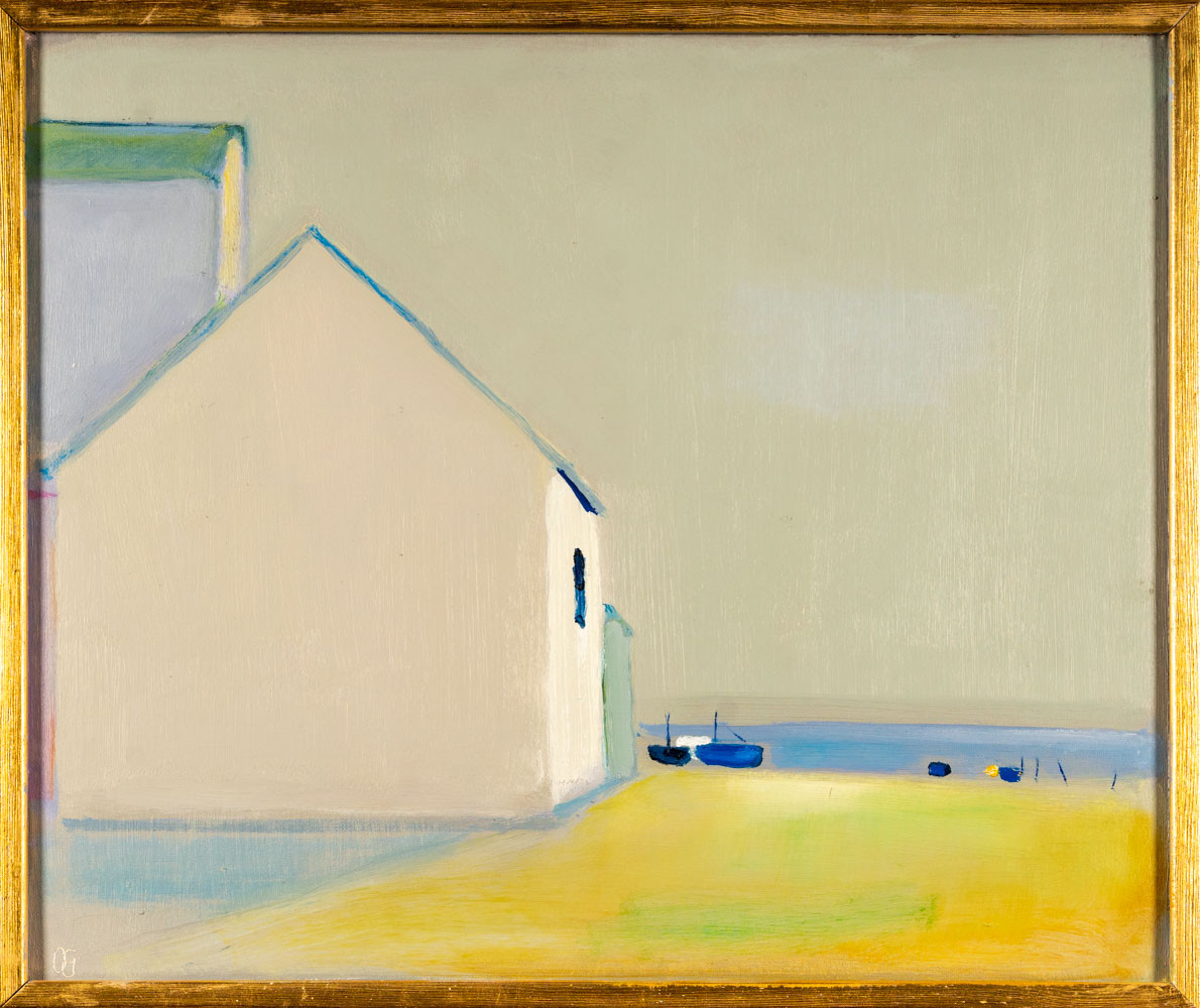 OLLE GUSTAFSSON. Olja på pannå, Byamotiv, Signerad, 1995.