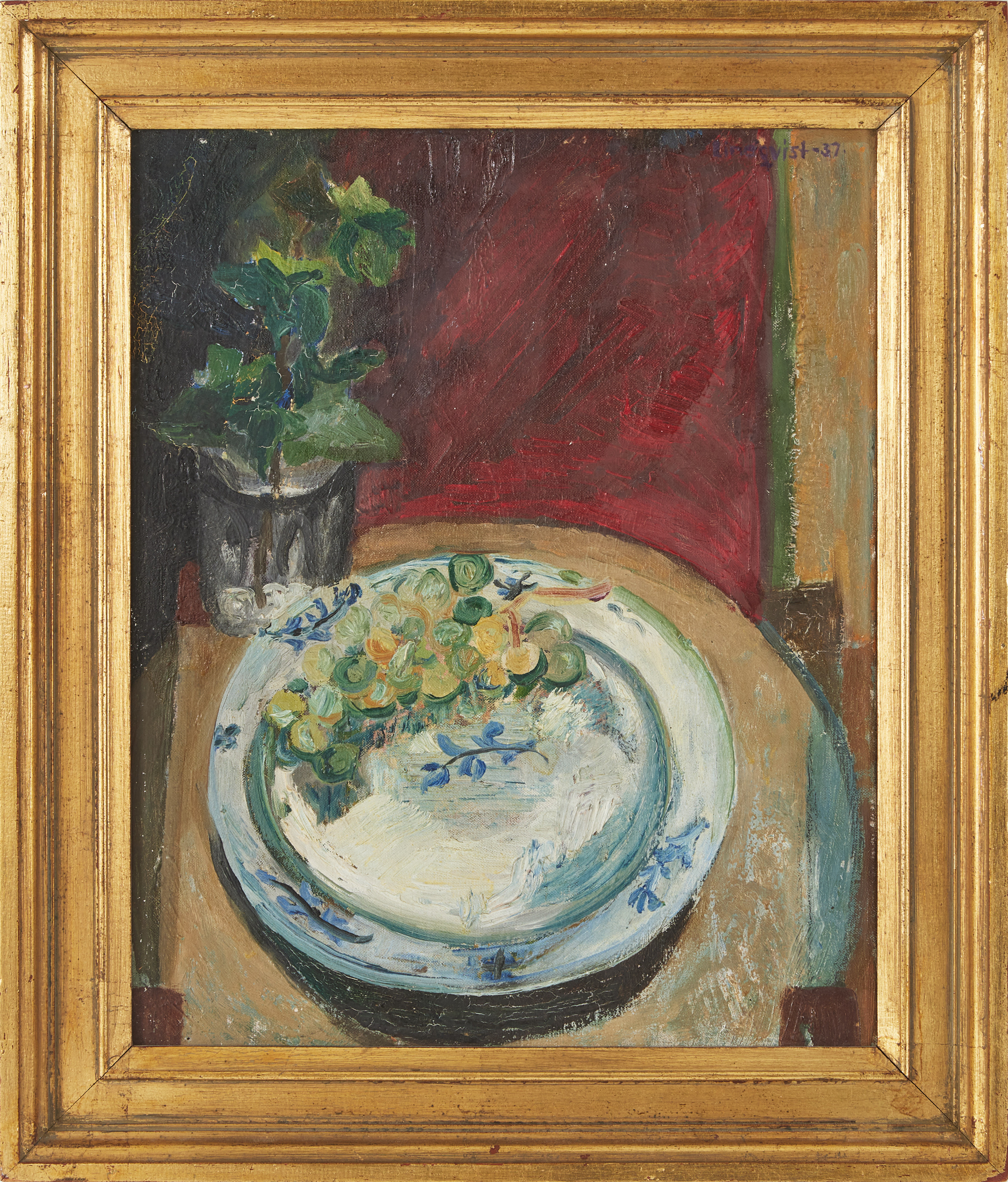 EVA LINDQVIST-ZETTERBERG (1911-1999). stilleben, olja på duk, signerad och daterad - 37.