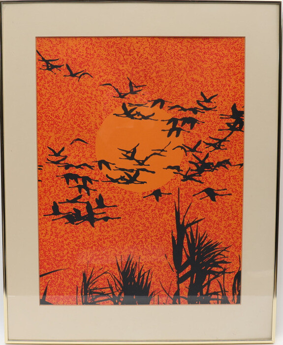 OIDENTIFIERAD KONSTNÄR. Motiv med fåglar, signerad.