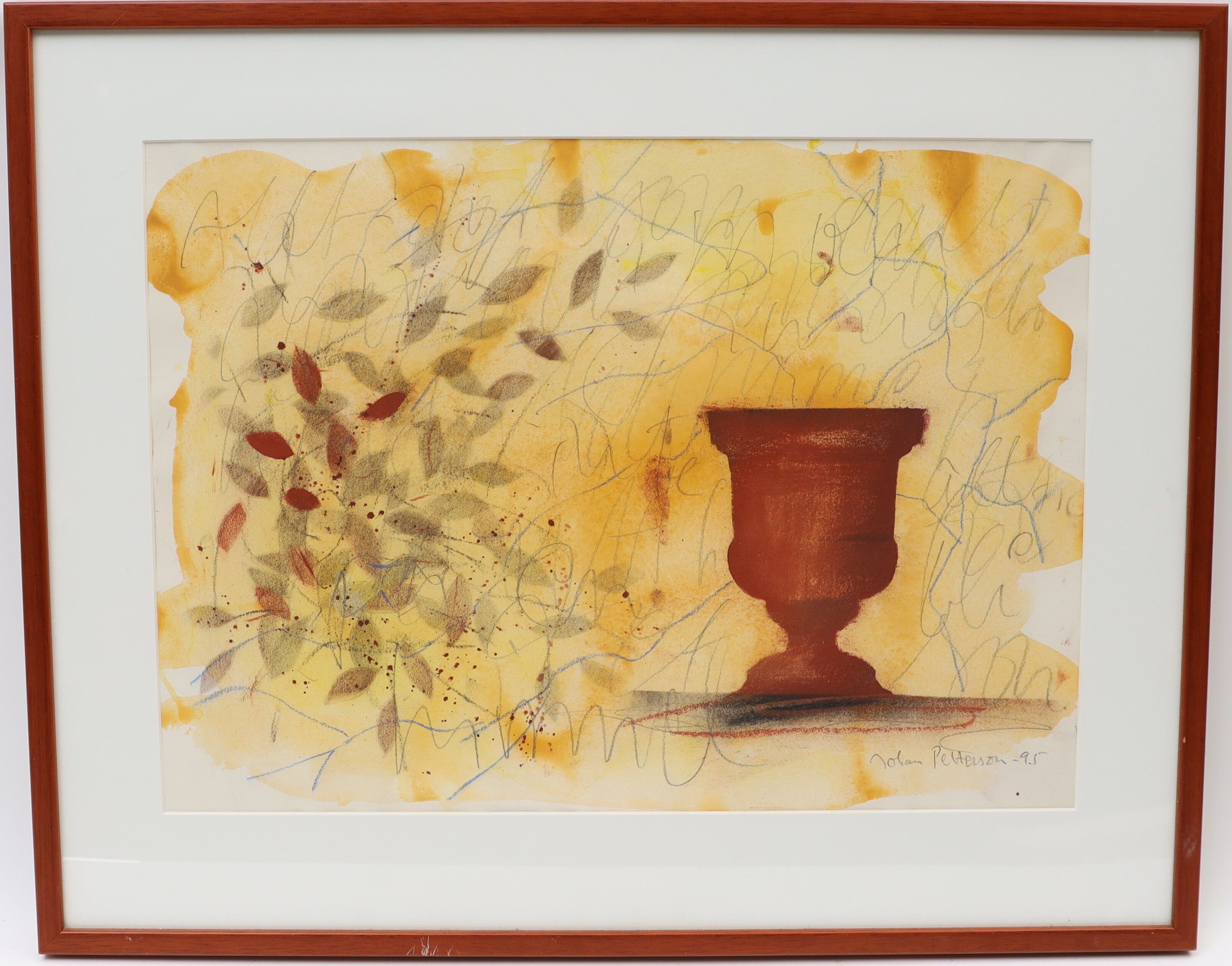 JOHAN PETTERSSON. Urna med blomster, akvarell, signerad och daterad 95.