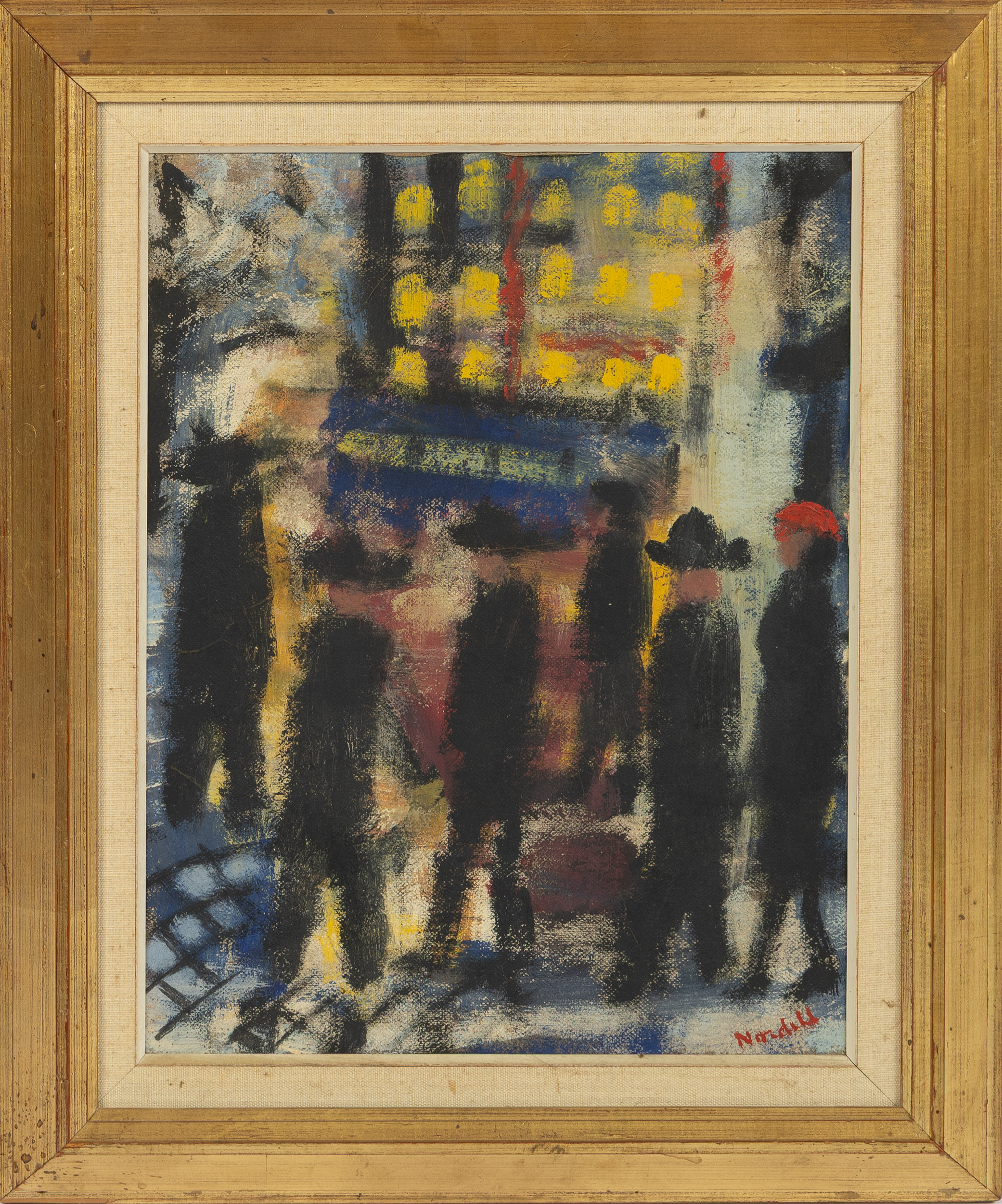ESKIL NORDELL. "Decemberkväll", olja på pannå.