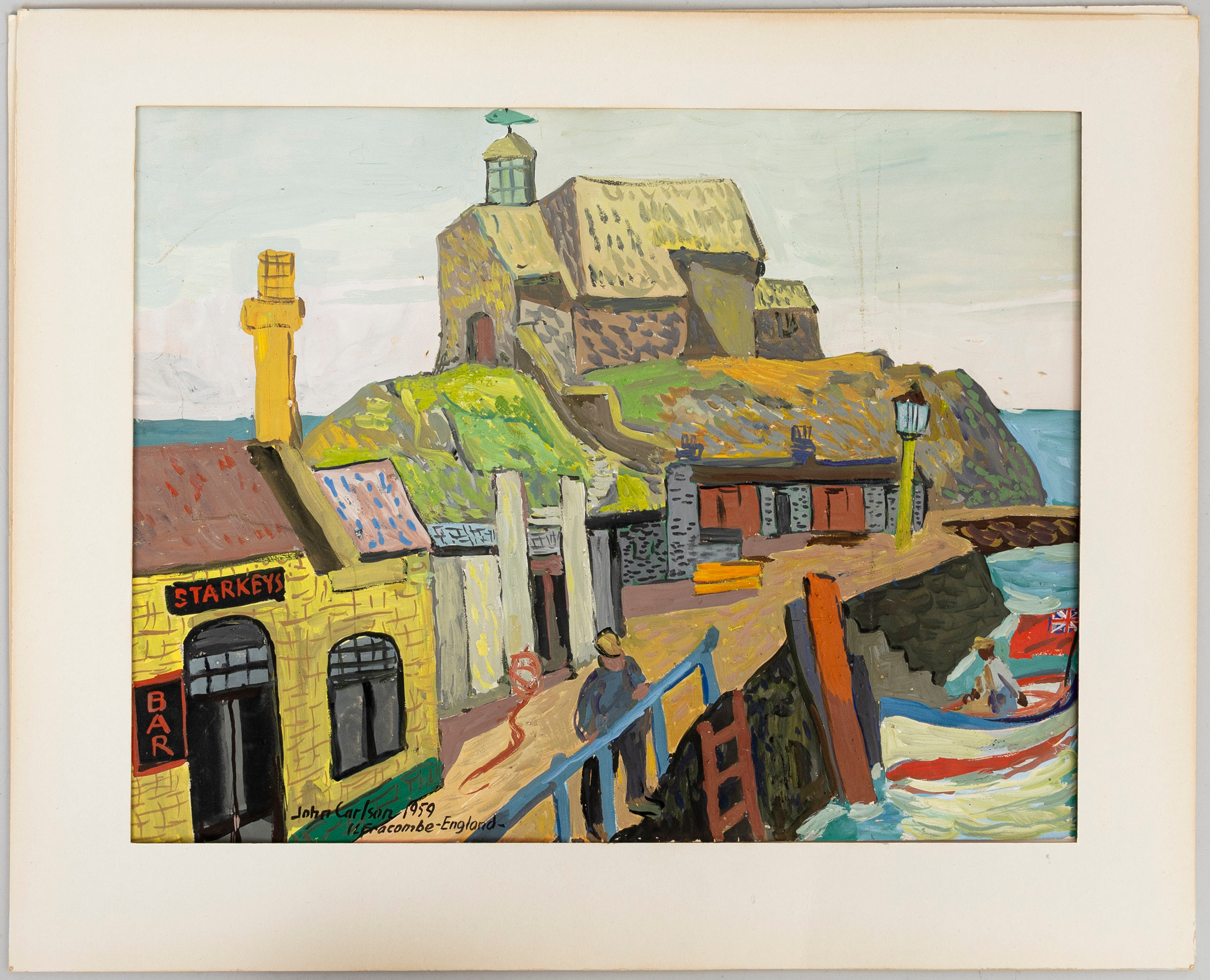 JOHN CARLSON. "Ilfracombe-England", gouache på papper, signerad och daterad, 1959.