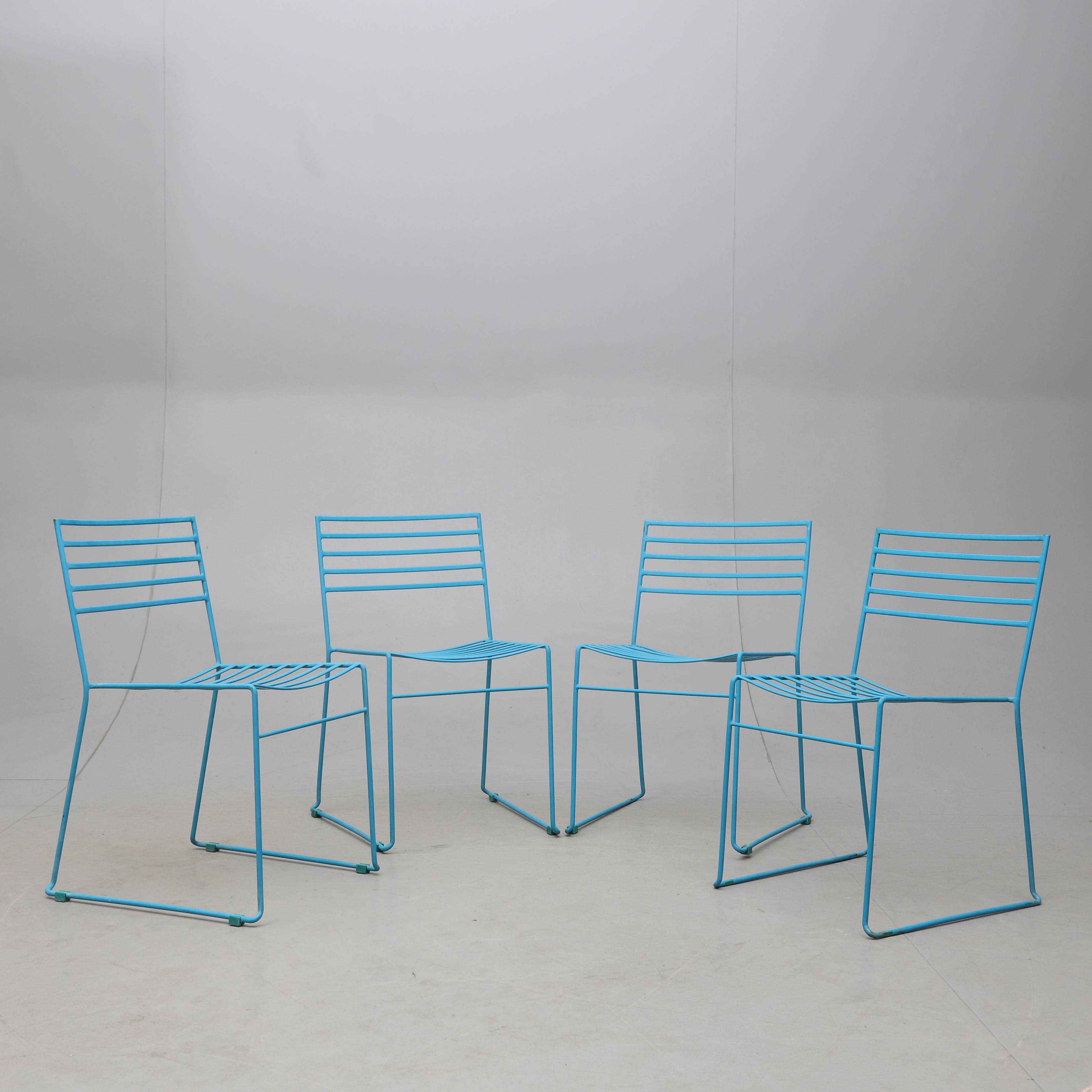 TRÄDGÅRDSSTOLAR, 4 st, lackat stål, Lövås, 2000-tal.
