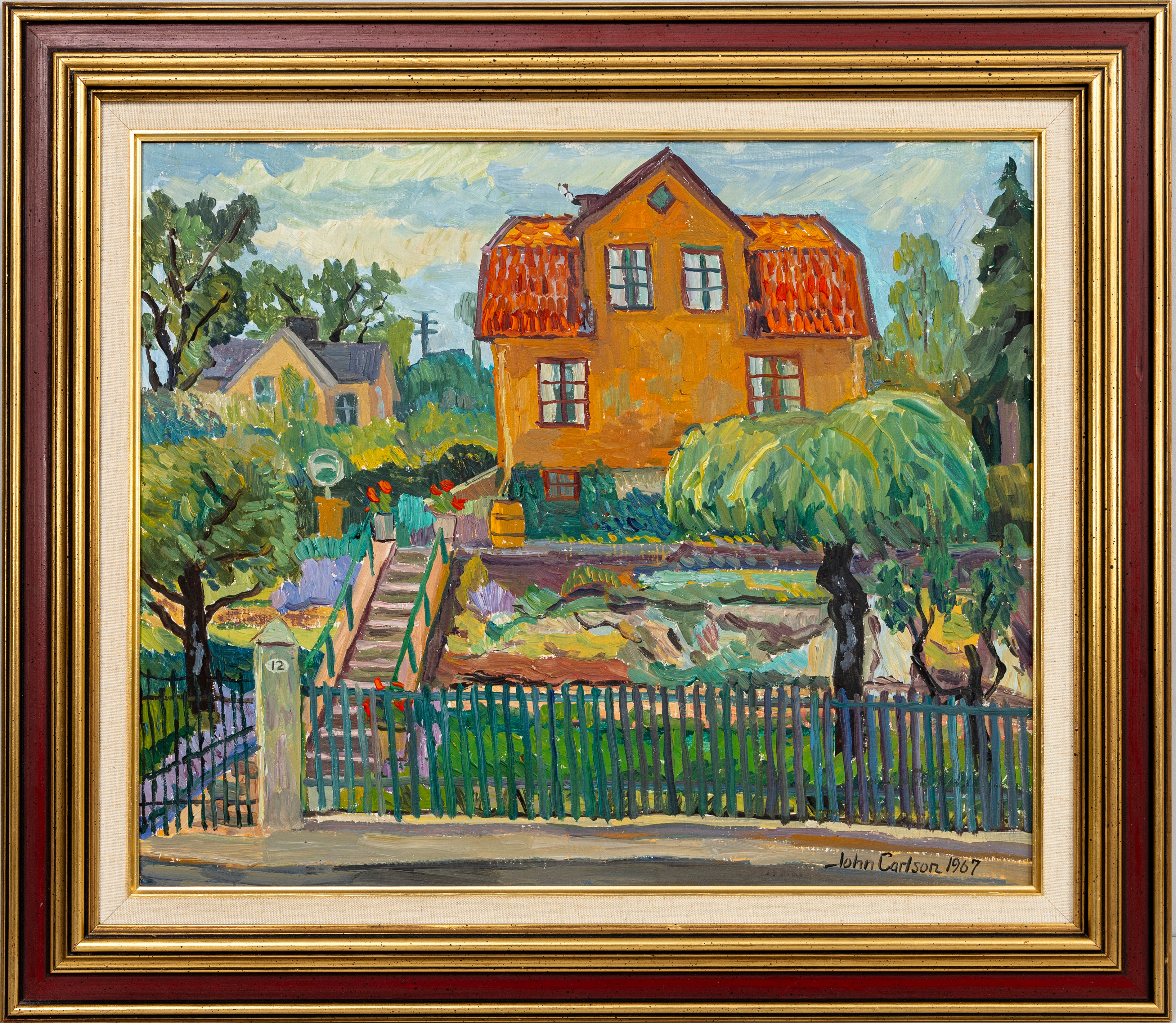 JOHN CARLSON. Motiv från Hagalund, olja på pannå, signerad och daterad 1967.