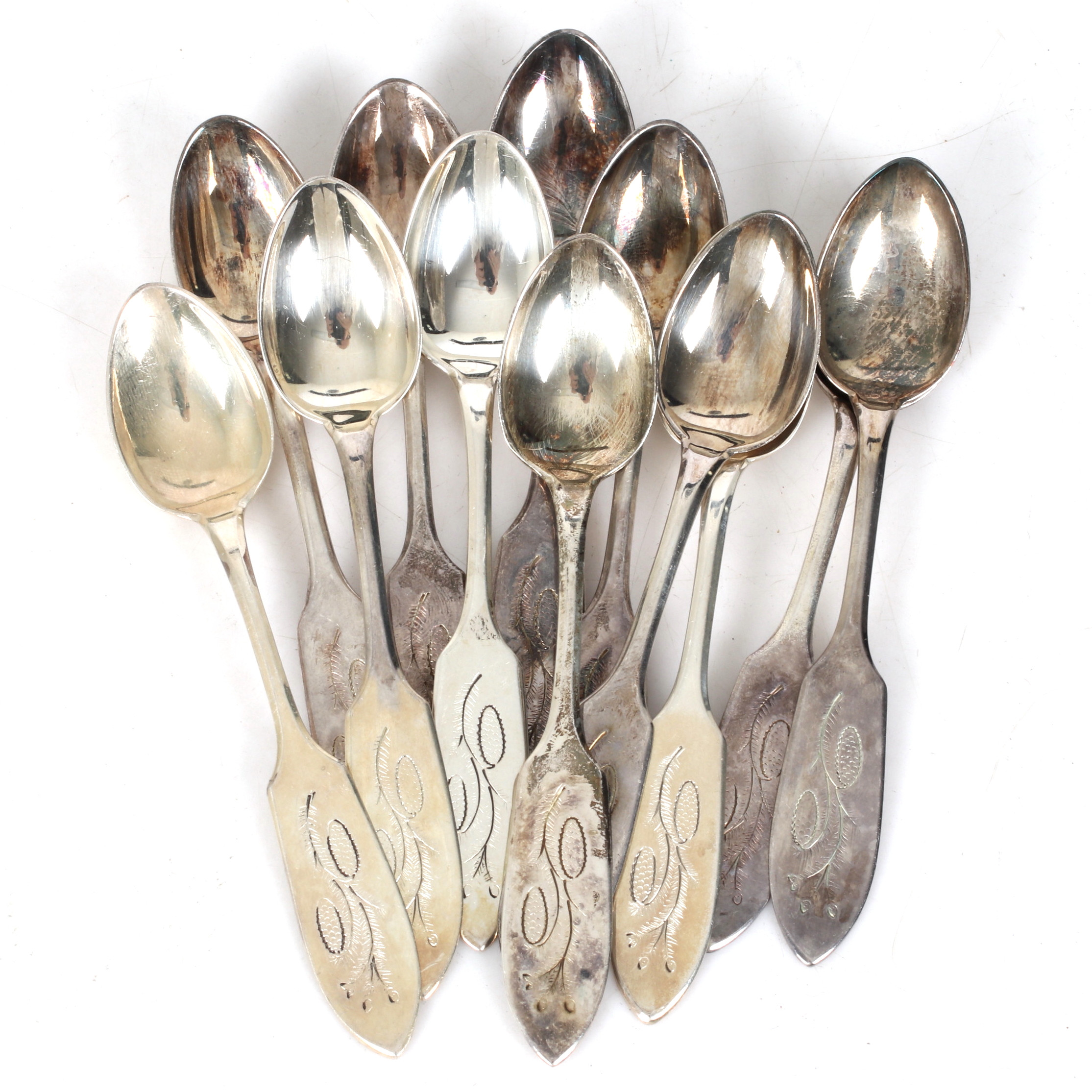 KAFFESKEDAR 12 st, silver, Mema, 1970-tal. Vikt 120 gram.