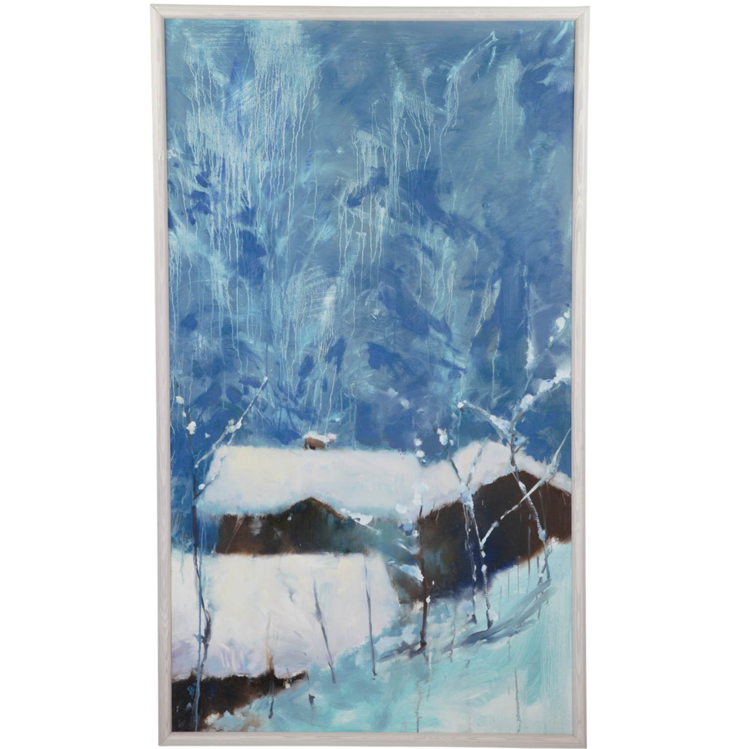 SØREN HÅKANSSON. Olja på duk, "Hytter i sne", signerad, -98.