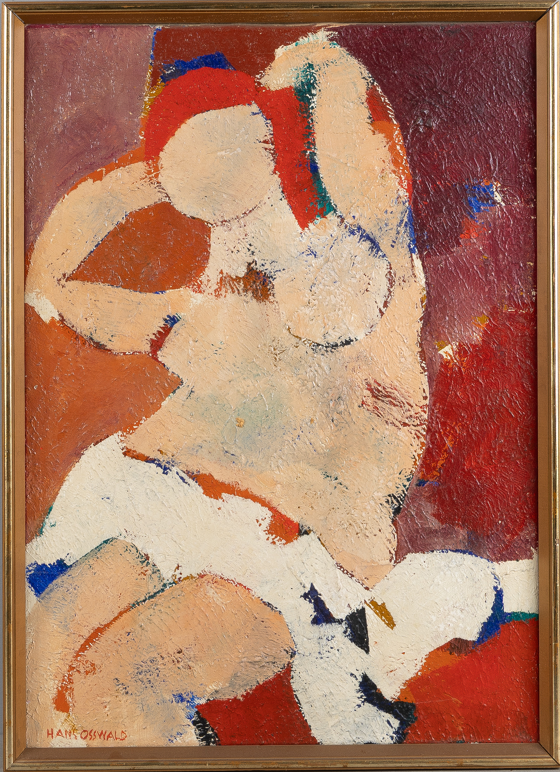 HANS OSSWALD. Komposition med kvinnomodell, olja på duk.