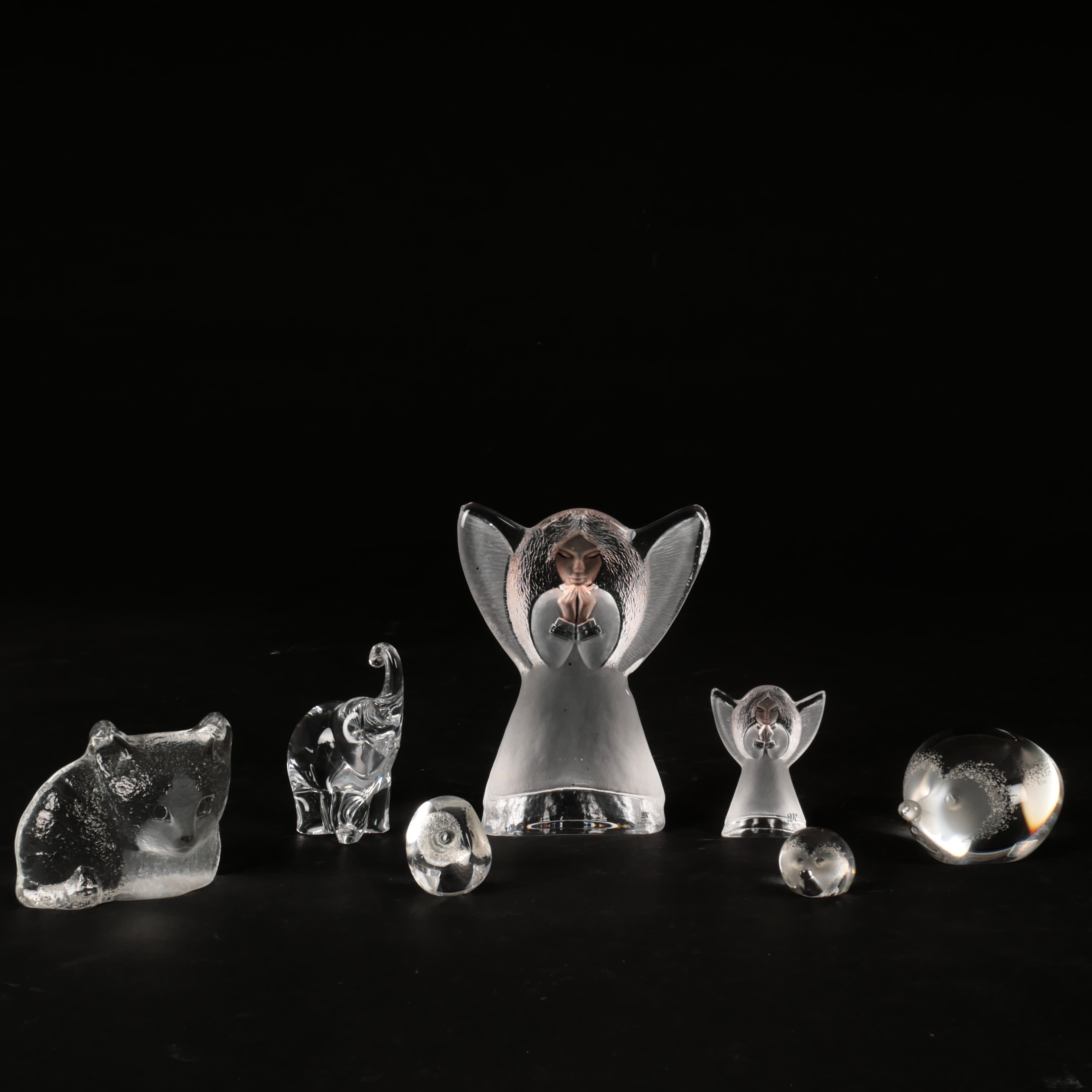 MATS JONASSON. Glasskulpturer, 7 st, Målerås.