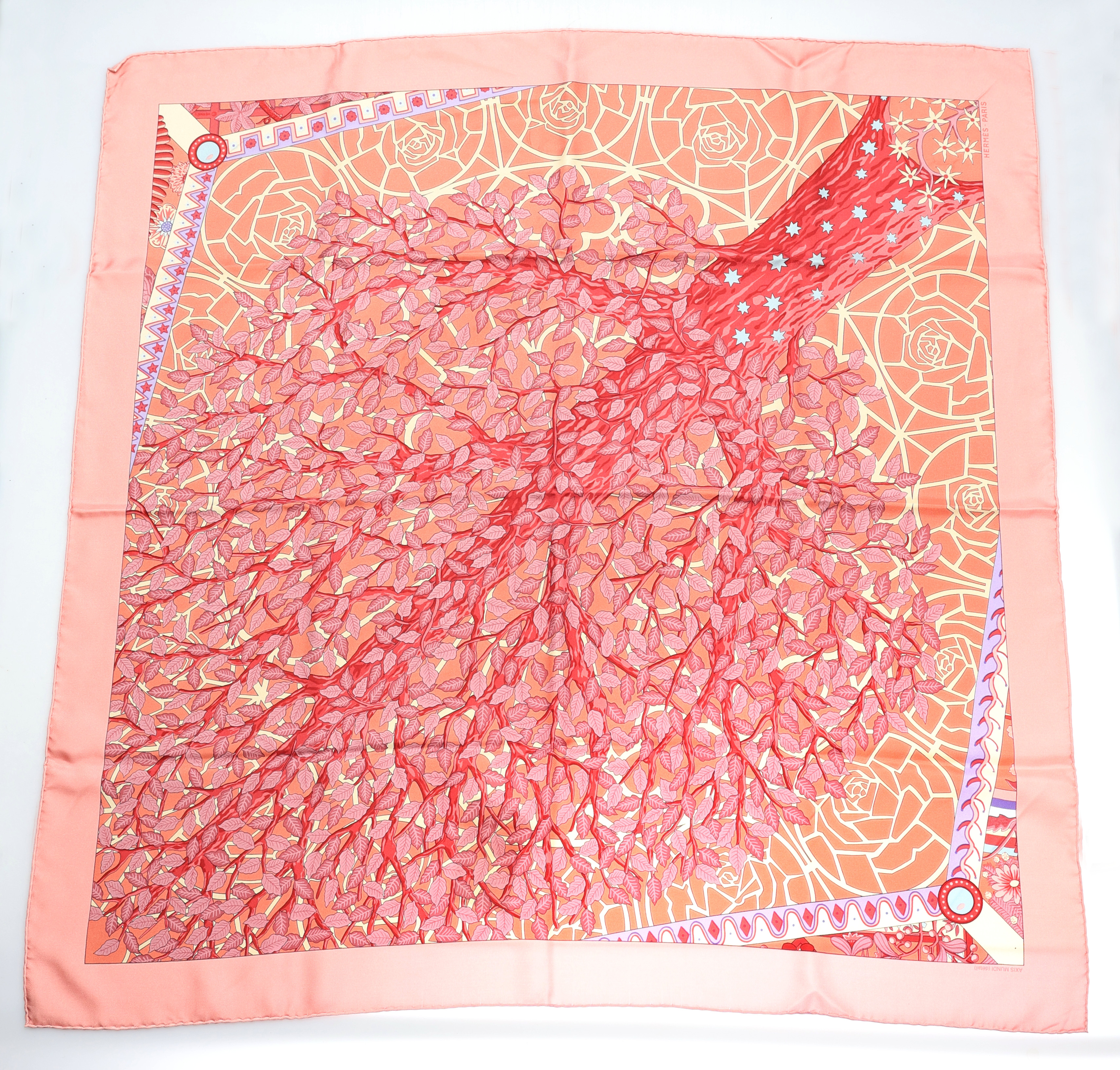 HERMÈS, scarf, "AXIS MUNDI (détail)".
