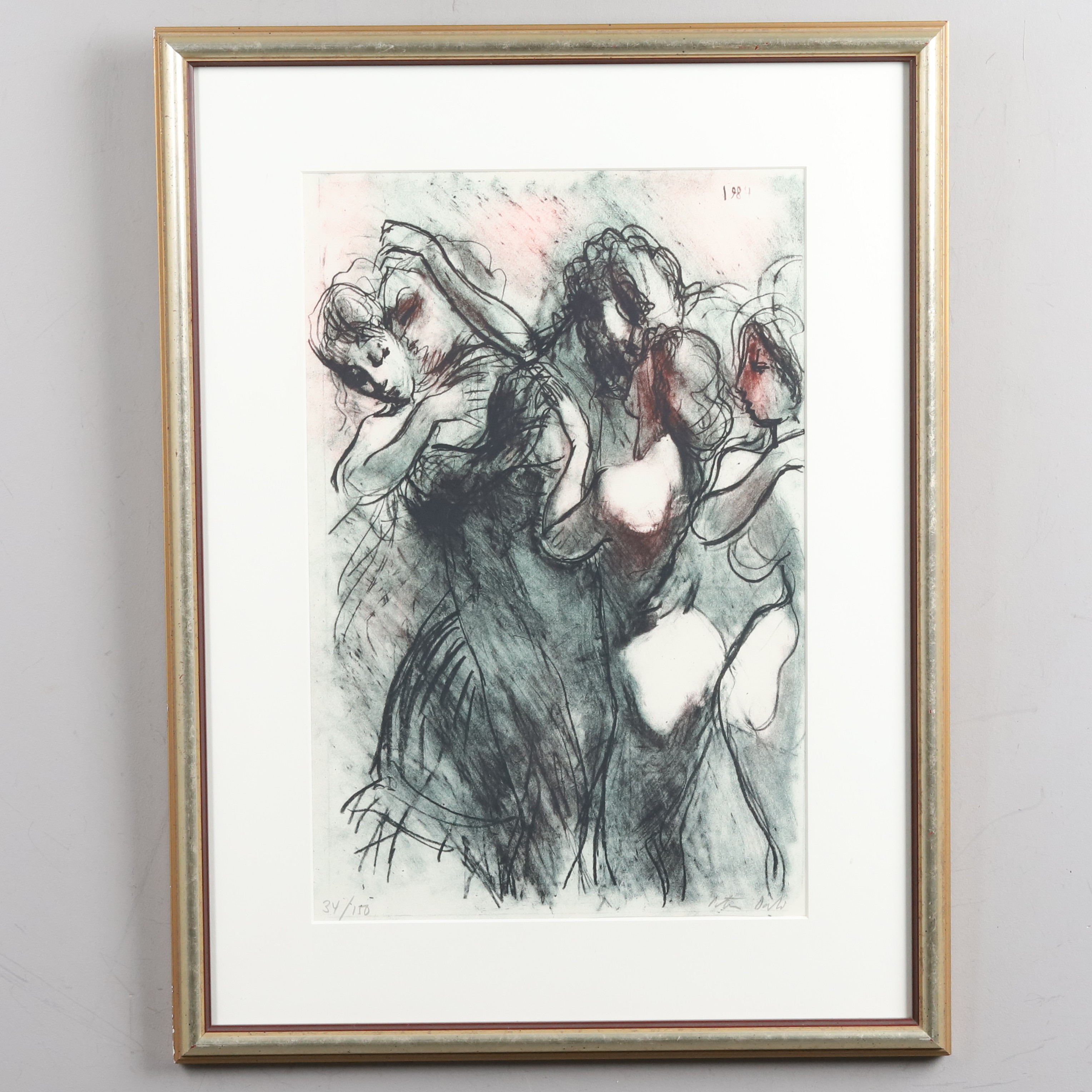 PETER DAHL. FÄRGLITIGRAFI, figurkomposition, signerad, numrerad, 34/150.