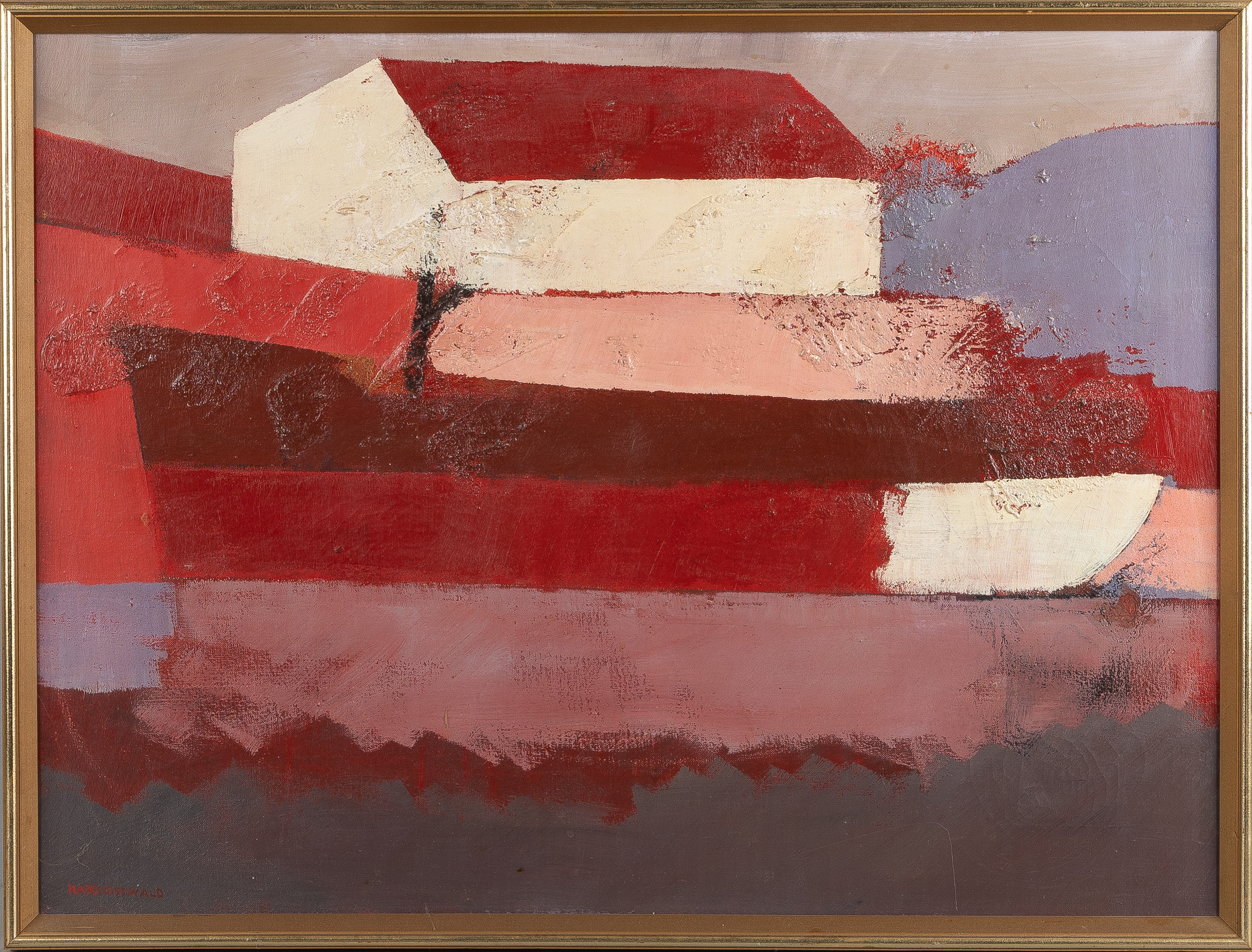 HANS OSSWALD. Landskap med hus, olja på duk.