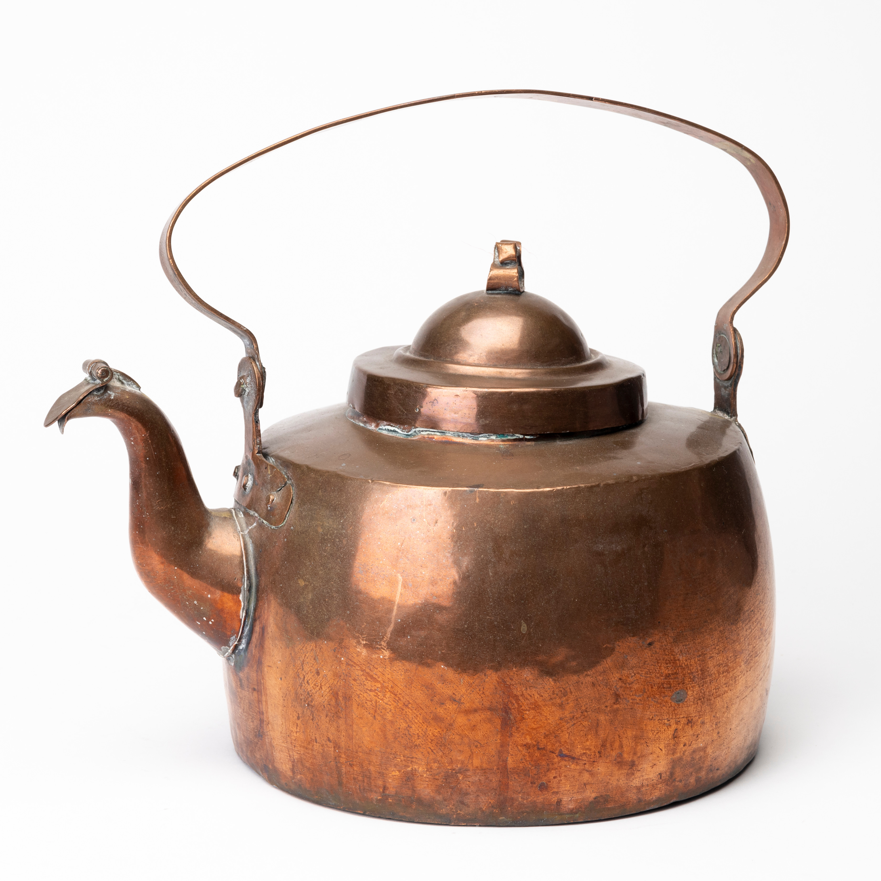 KAFFEKANNA med LOCK, koppar, stämplat grepp DM, 1800-tal.