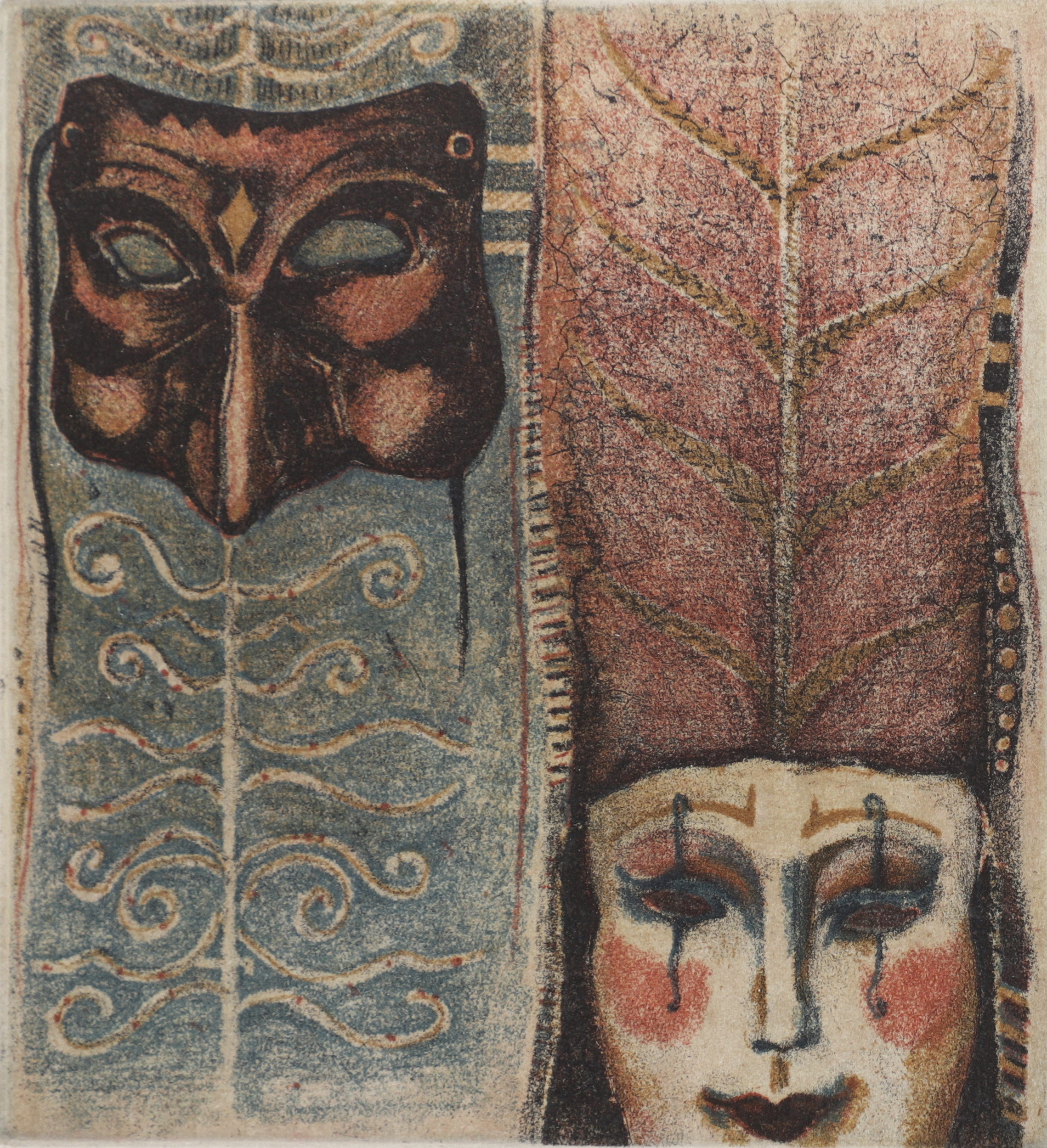 IRENE JARZ. Masker, färgetsning, signerad och numrerad 34/150.