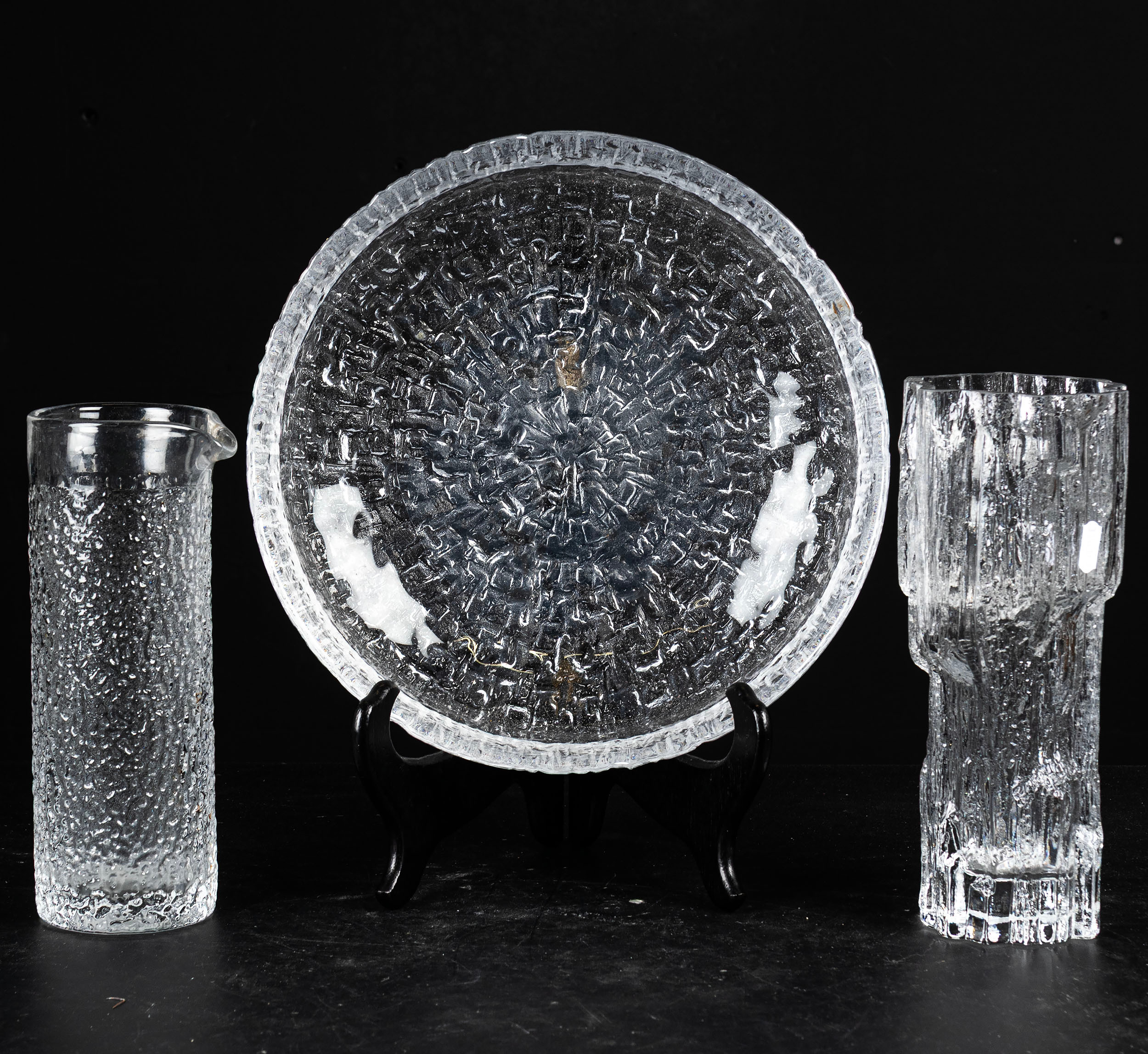 GLASFÖREMÅL, 3 delar bl.a "Marmora", Tapio Wirkkala, Iittala, Finland.