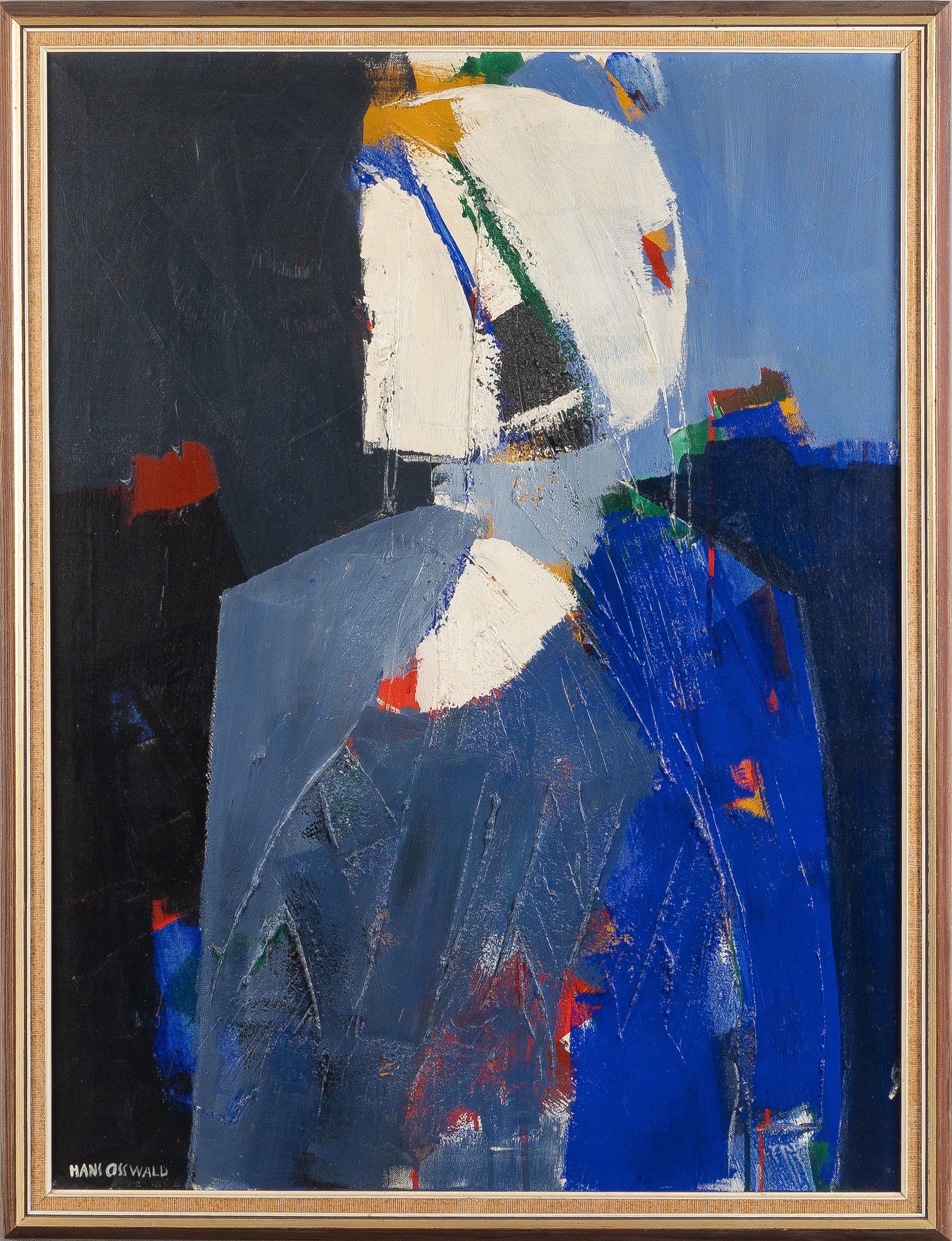 HANS OSSWALD. Komposition med figur, olja på duk.