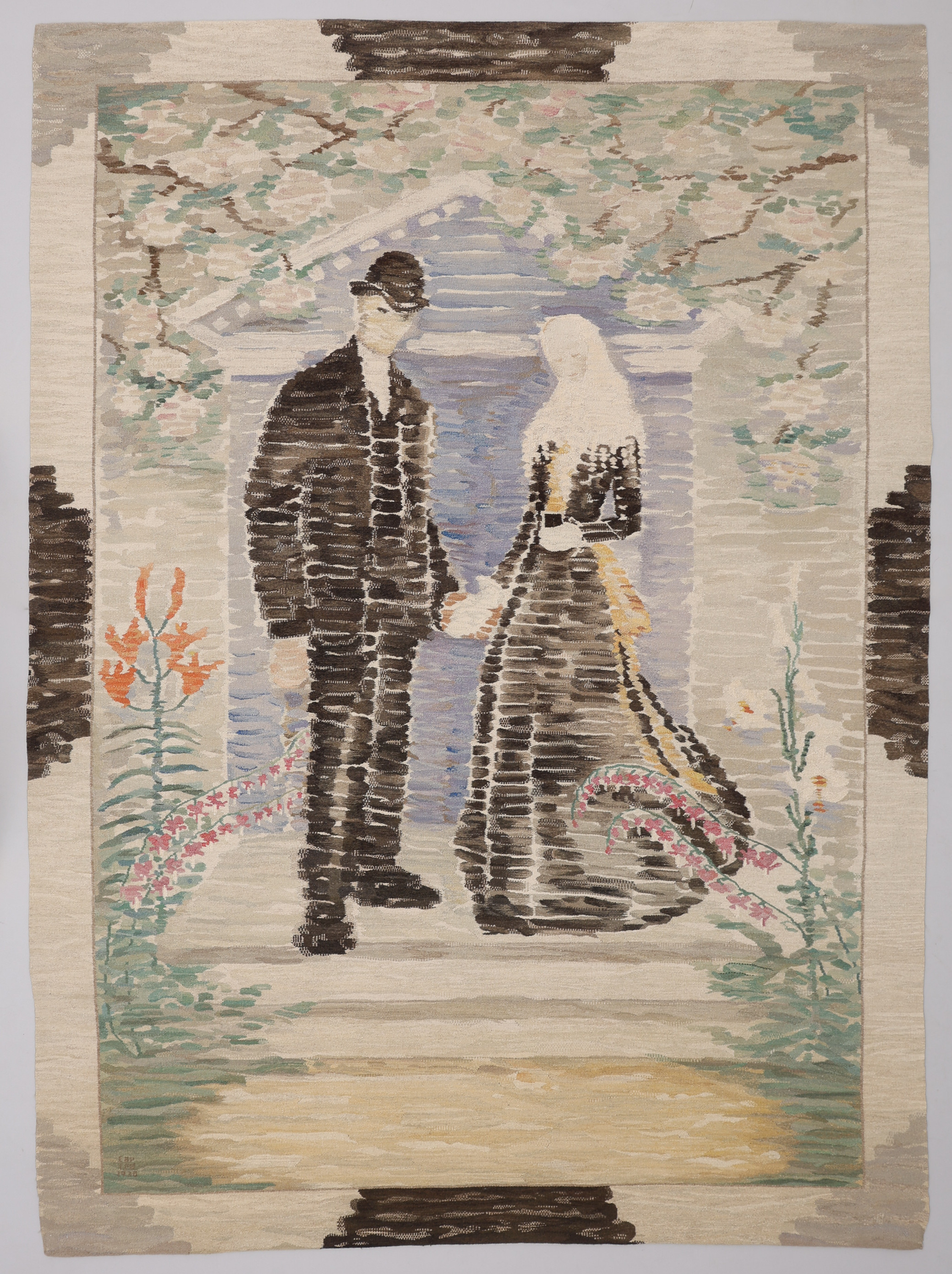 ELISABETH BERGSTRAND-POULSEN (1887-1955), "Bröllopet", vävnad i gobelängteknik, monogramsignerad 1938.