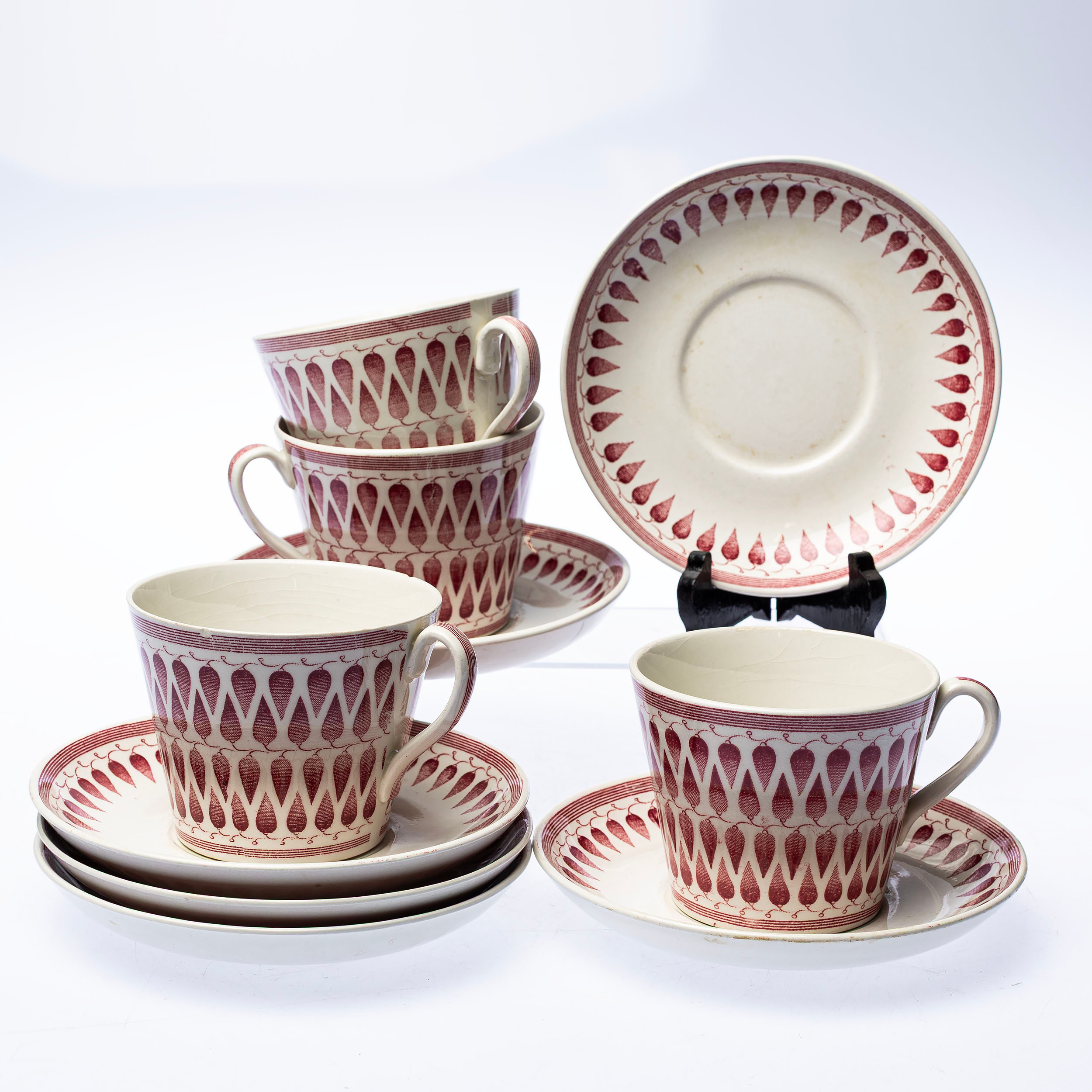 ARTHUR PERCY. Tekoppar med fat, 10 delar, "Lillemor", Gefle Porslinsfabrik.