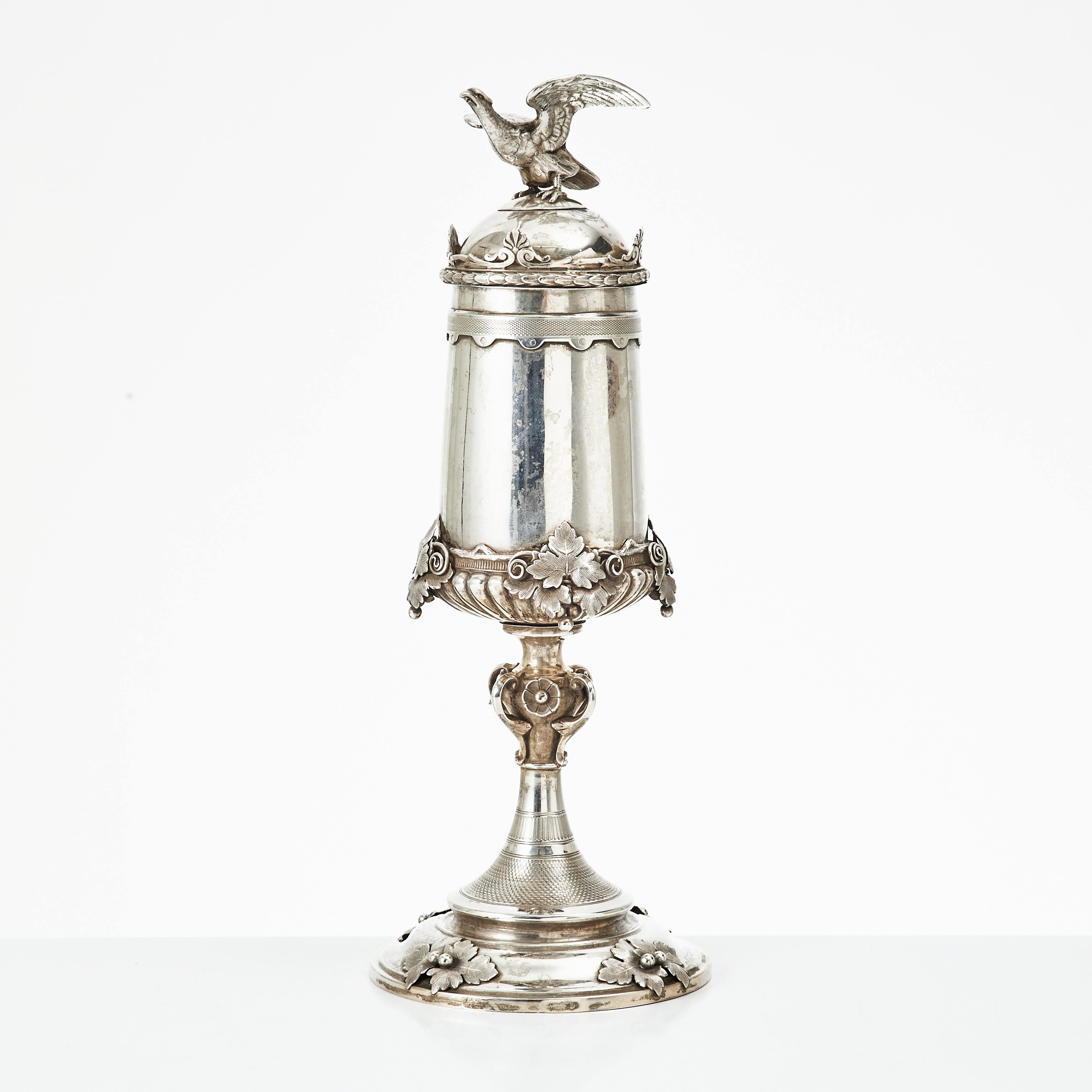 GUSTAF MÖLLENBORG. Pokal med lock, silver, Stockholm 1875.