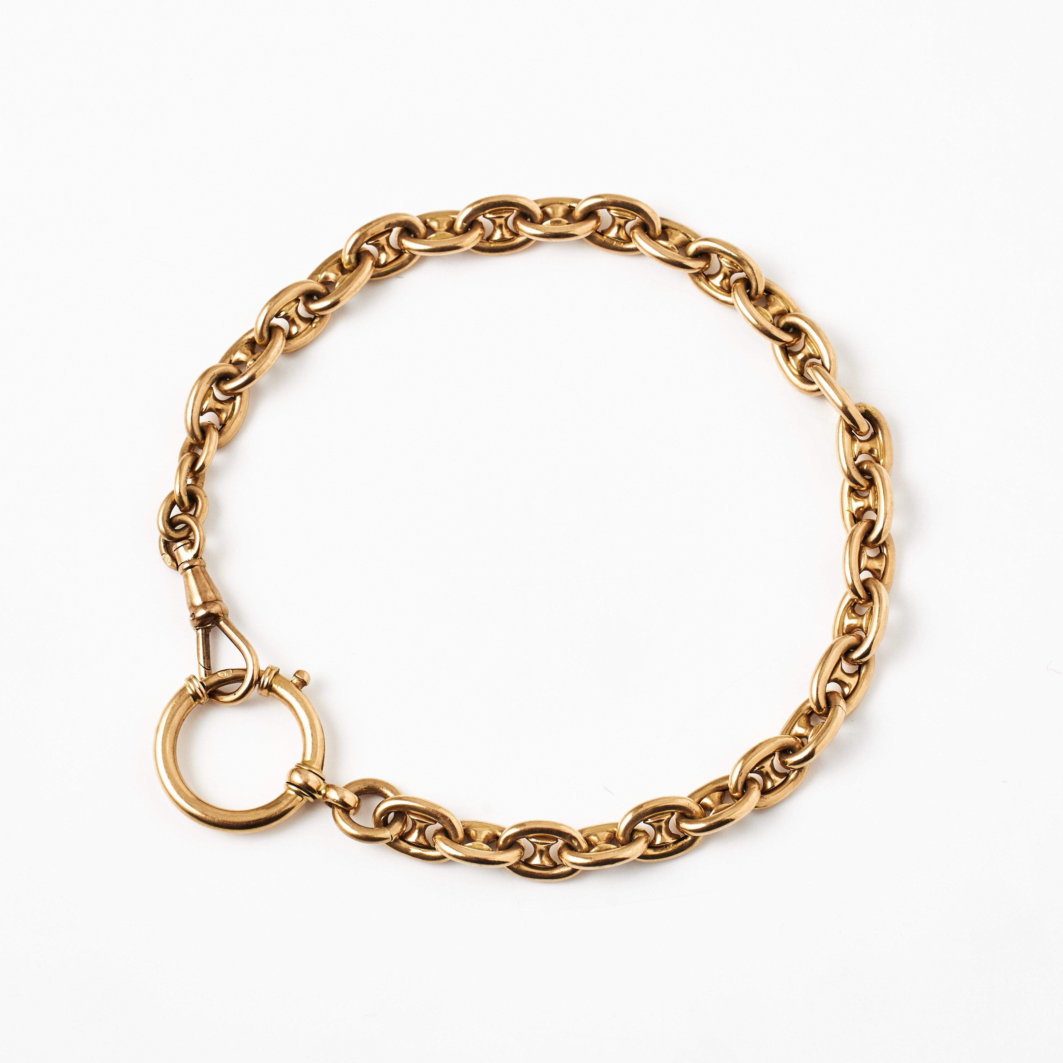 KLOCKKEDJA, 18 k guld, fantasilänk, svenska kontrollstämplar.