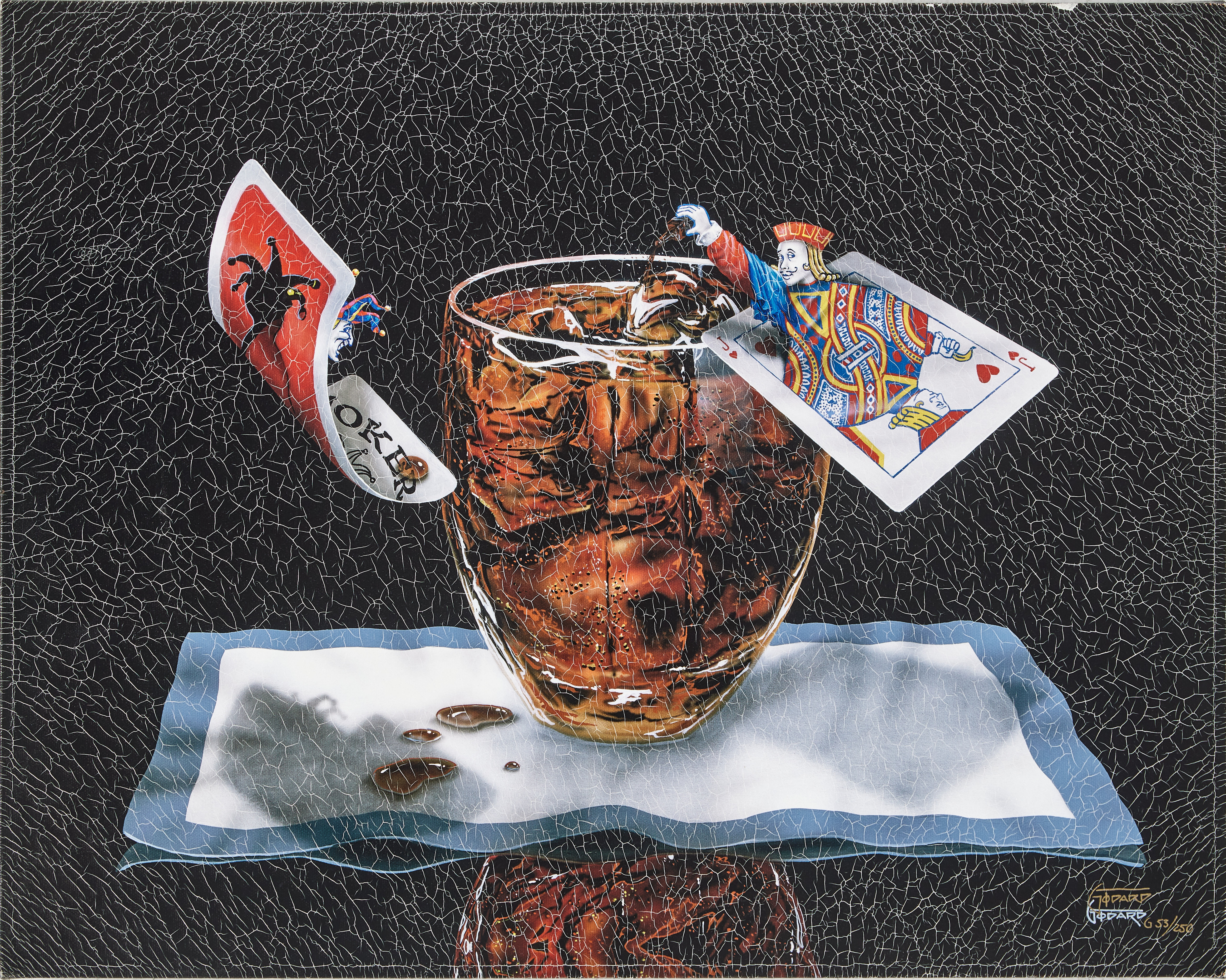 MICHAEL GODARD. (USA, f. 1958), "Jack & Coke", "Swinging Martini", "Sitting on 7" 3 st, signerade och numrerade, gicleetryck på duk.