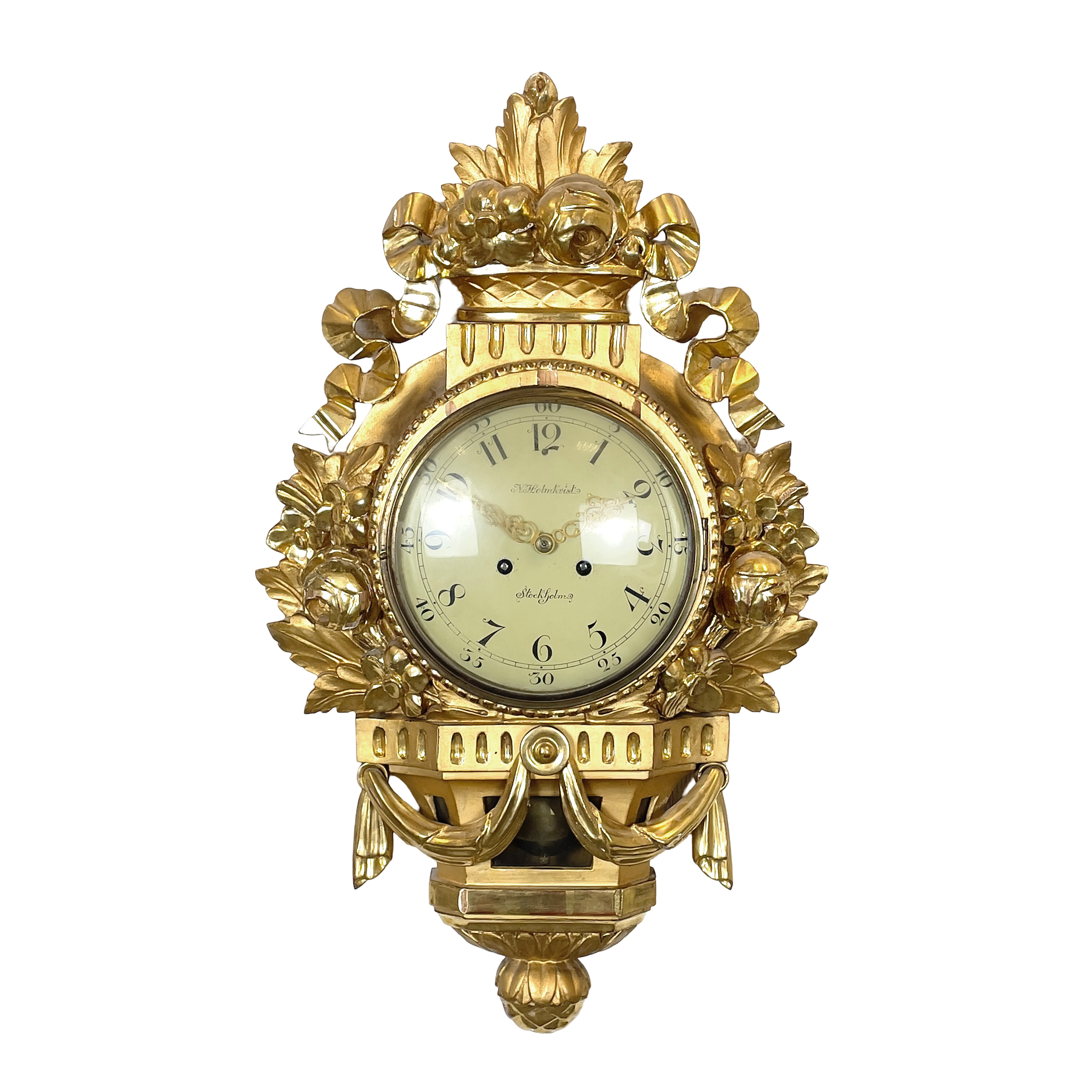 VÄGGPENDYL. Gustaviansk stil, N. Holmkvist, Stockholm.