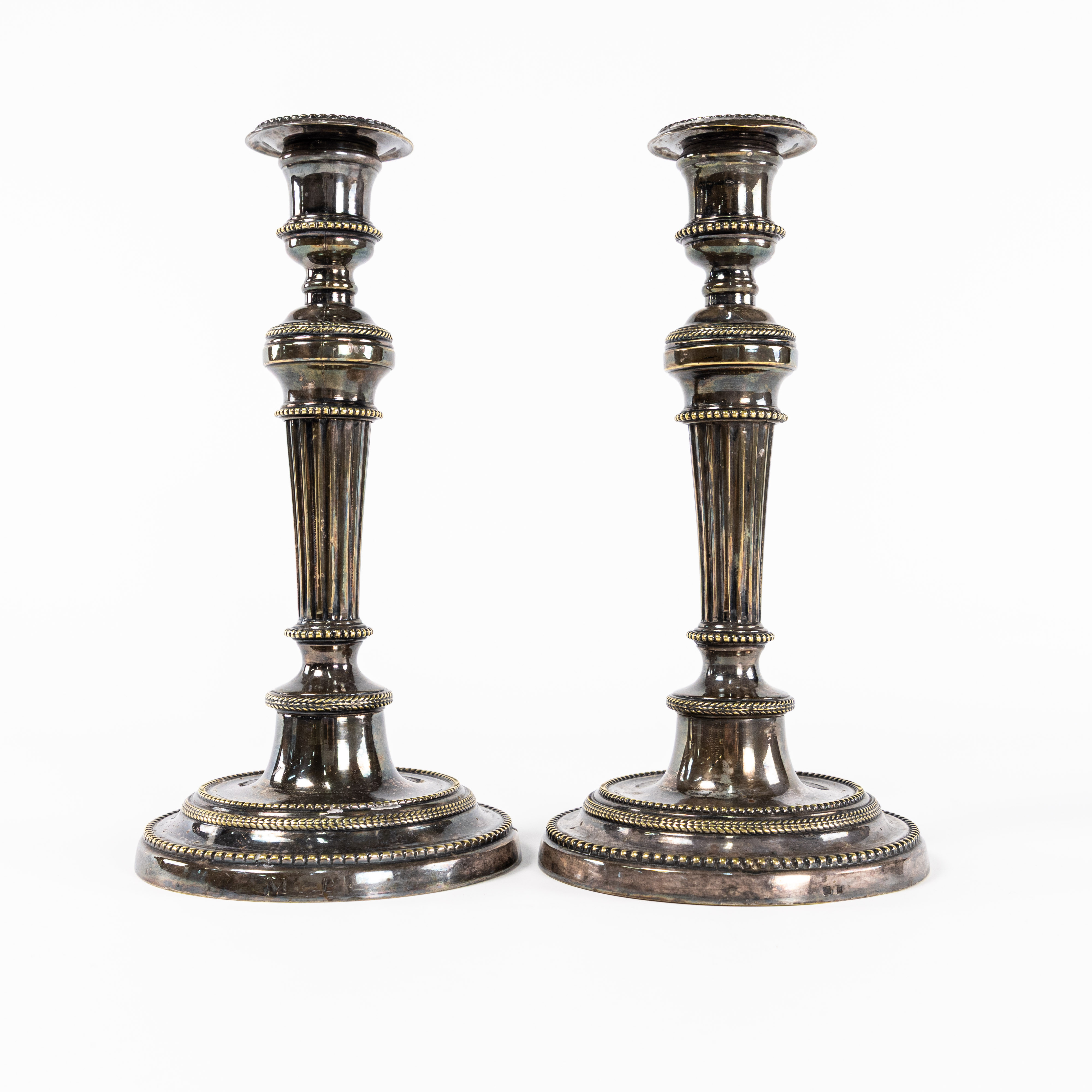 LJUSSTAKAR, ett par, empirestil, nysilver.