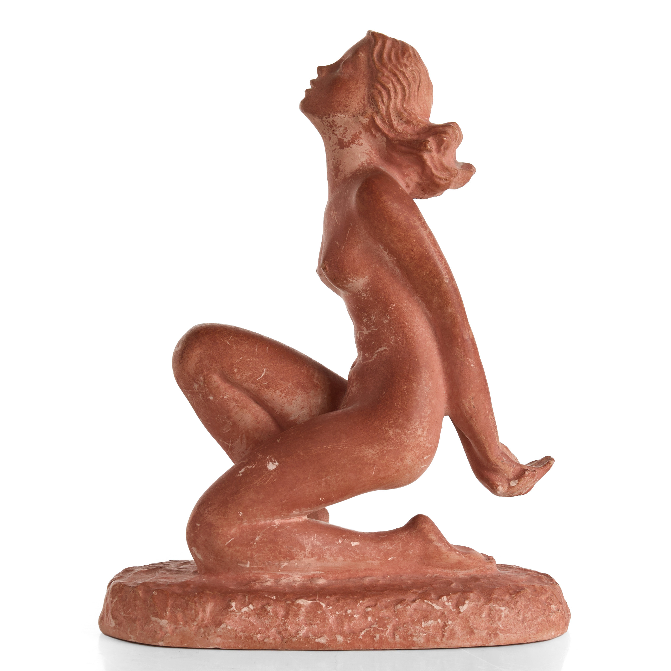CARIN NILSON (Styra 1884-1973 Stockholm). "Kvinnlig gymnast", signerad Carin Nilson, terracotta.