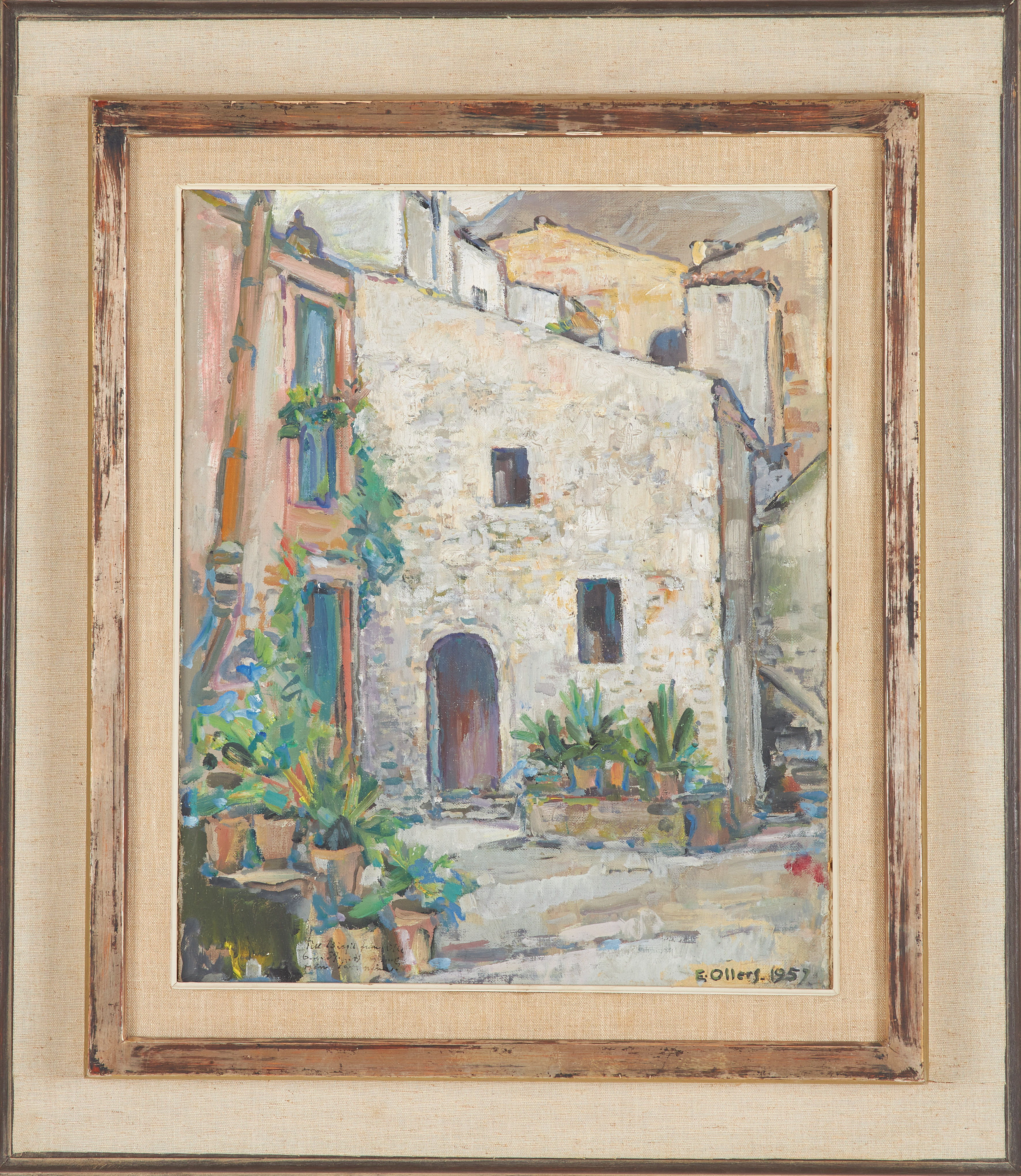 EDVIN OLLERS. sydländskt motiv, olja på pannå, signerad.