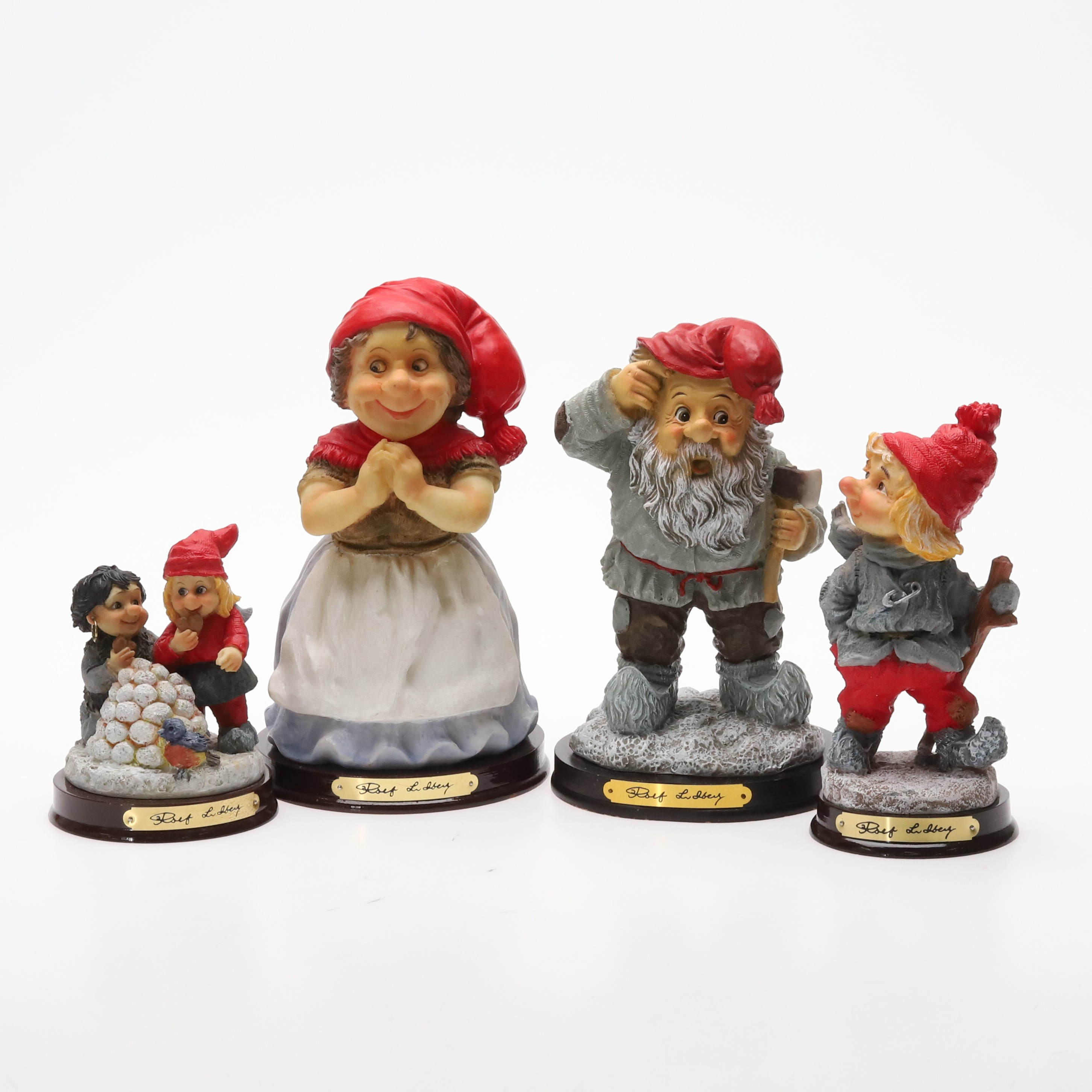 ROLF LIDBERG. Figuriner, 4 st, konstmassa, tomtar.