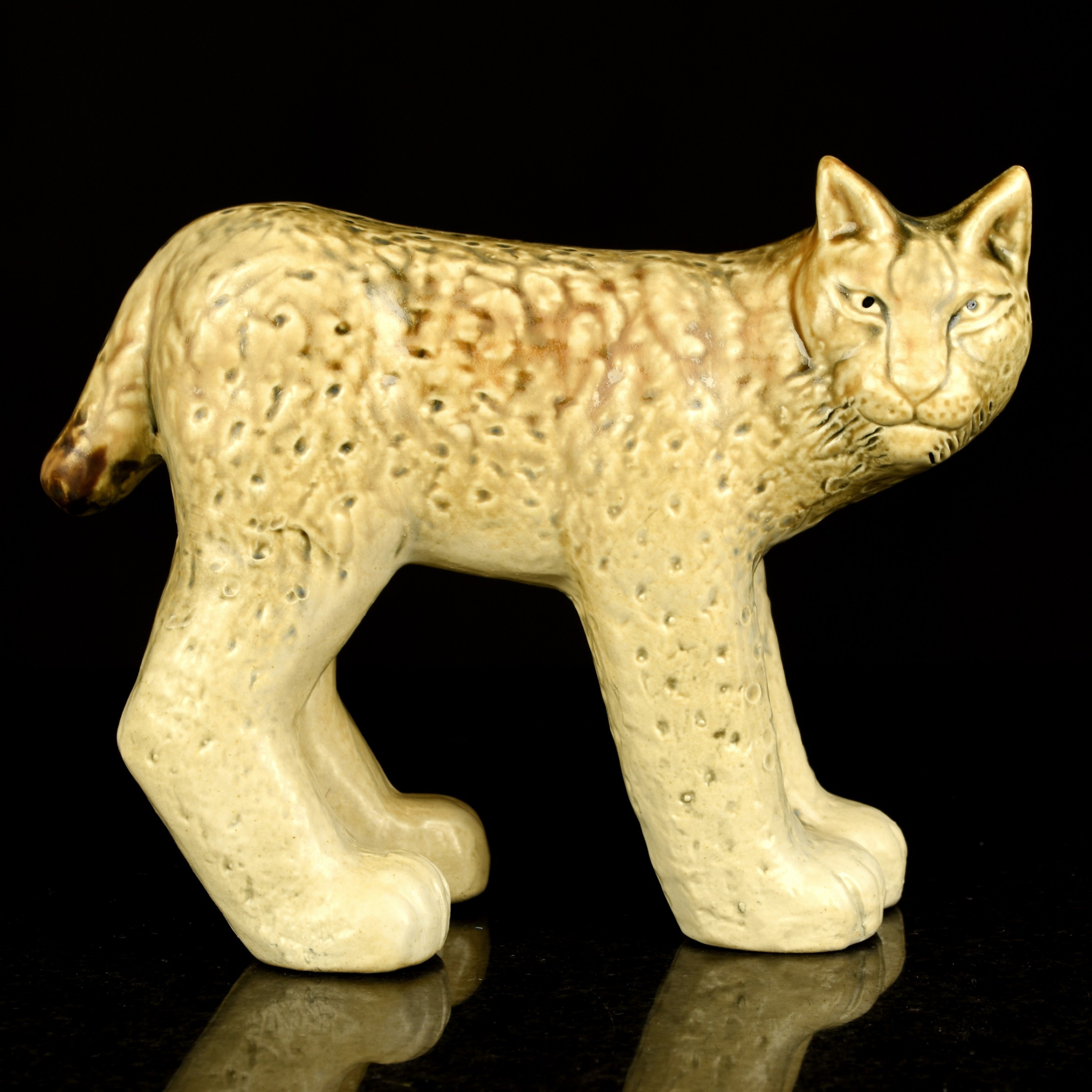 LISA LARSON. Skulptur / figurin "Lodjur" Jie stengodsateljé, Märkt: Design Lisa L.