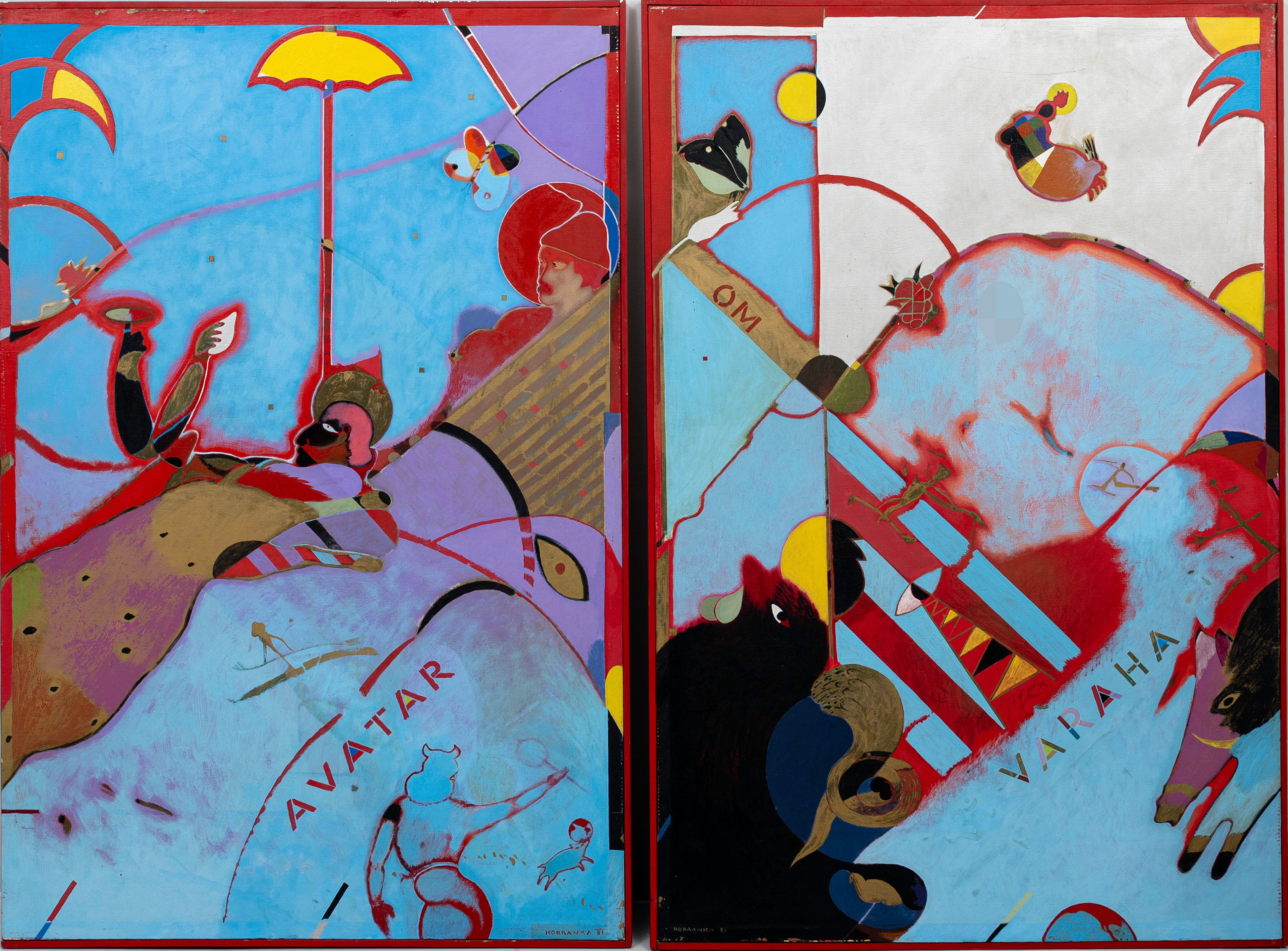 DIETER KORBANKA (1936-2009). "Varaha Avatar", akryl på duk, signerad och daterad 1981.