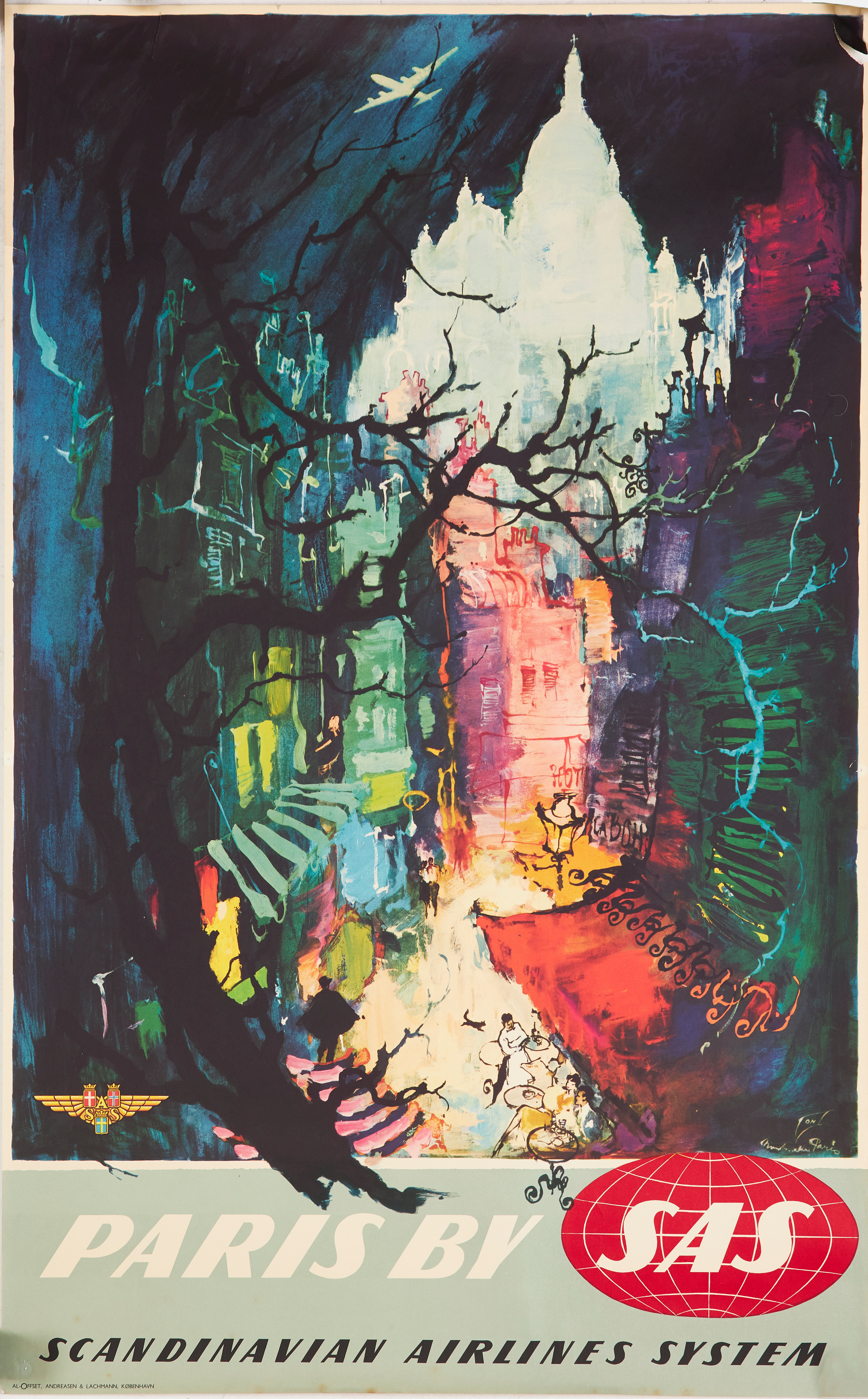 RESEAFFISCH. Paris by SAS, Otto Nielsen, 1960-tal.