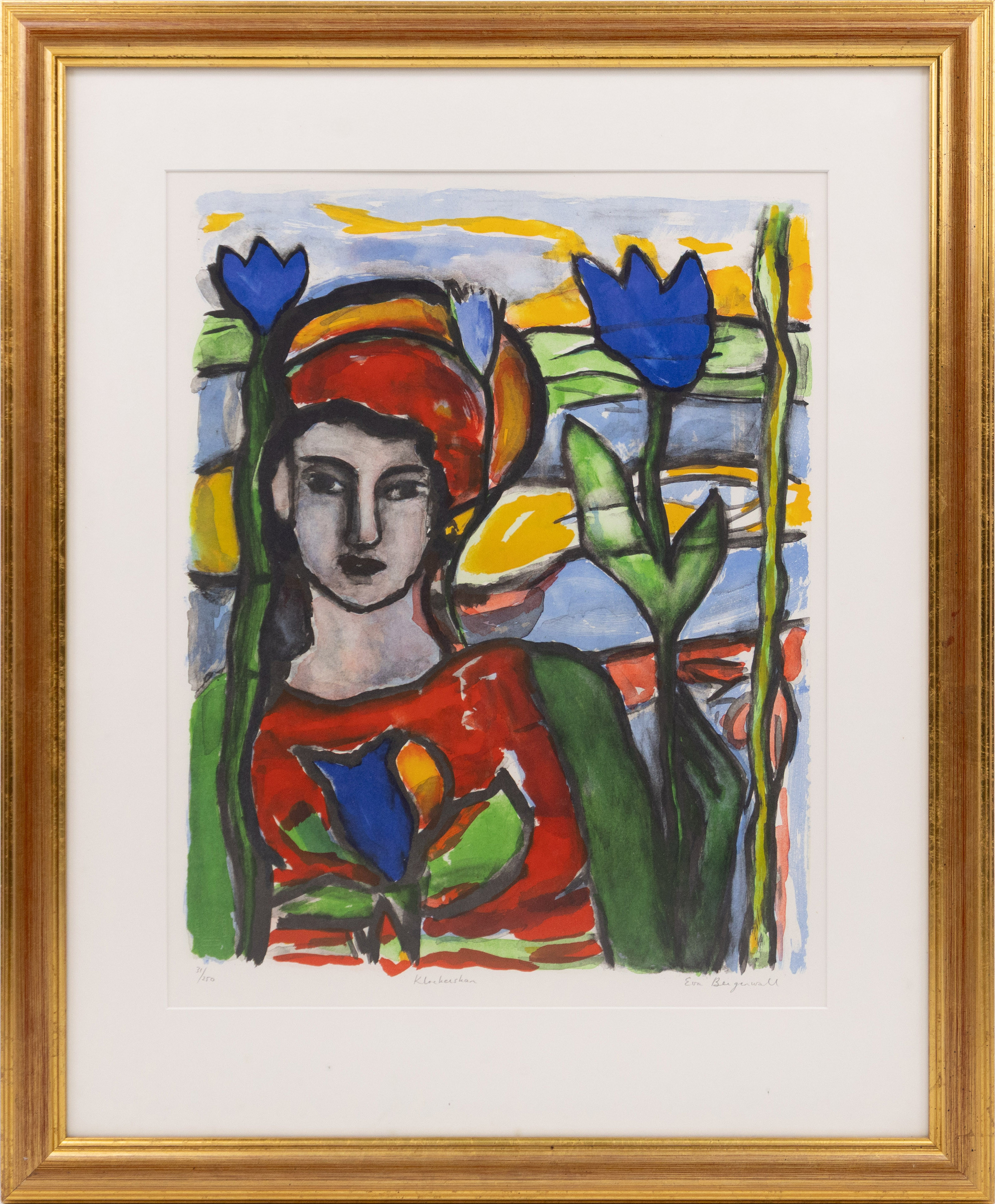 EVA BERGENWALL. Litografi, "Klockerskan", 31/250, signerad.