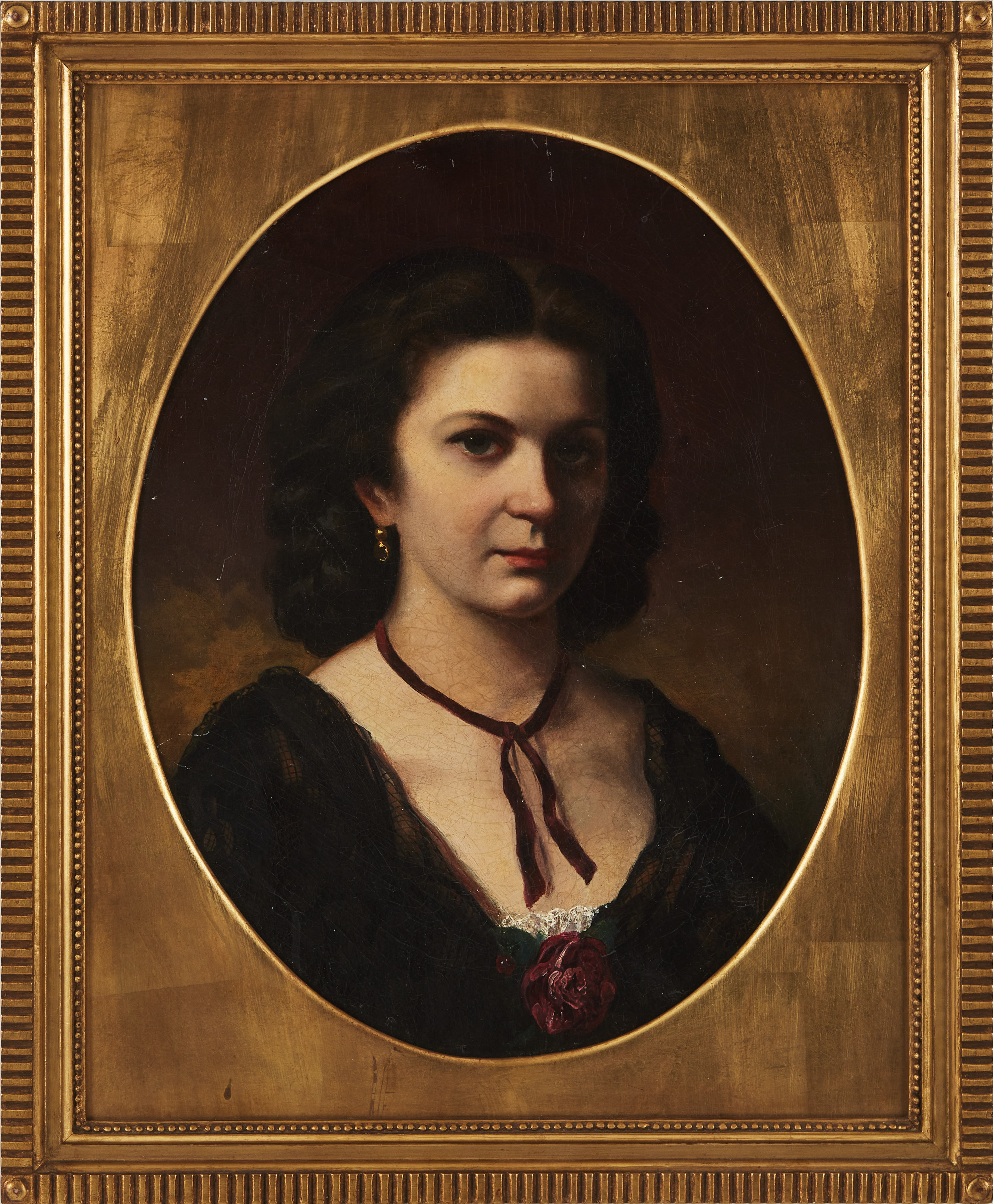 ELISE HÜGEL. Oidentifierad konstnär: Porträtt av prinsessan Olga Gortschakoff (1838–1926), olja på duk, signerad Elise Hügel.