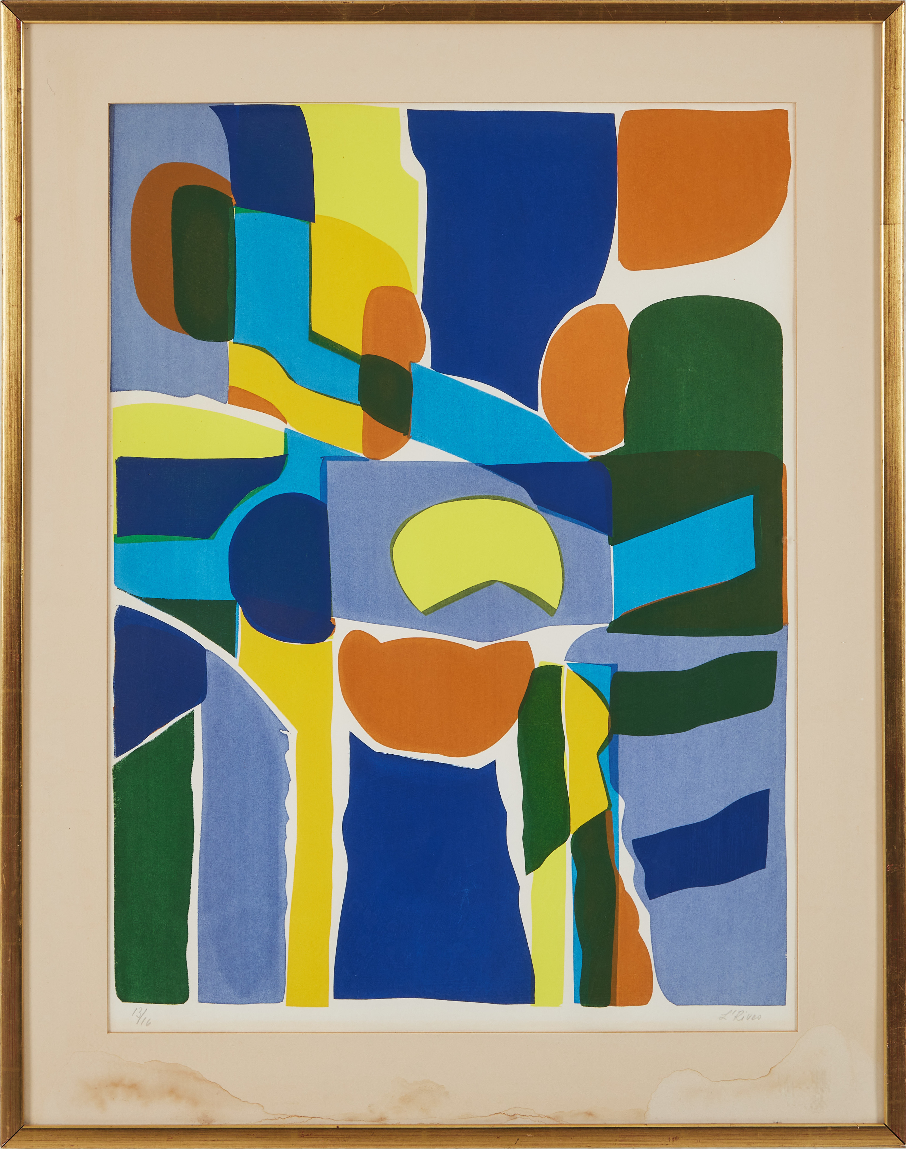 LEIDA RIVES-ELFVÉN. (ESTLAND/SVERIGE, 1915-1989). Komposition, färglitografi, signerad L ' Rives.