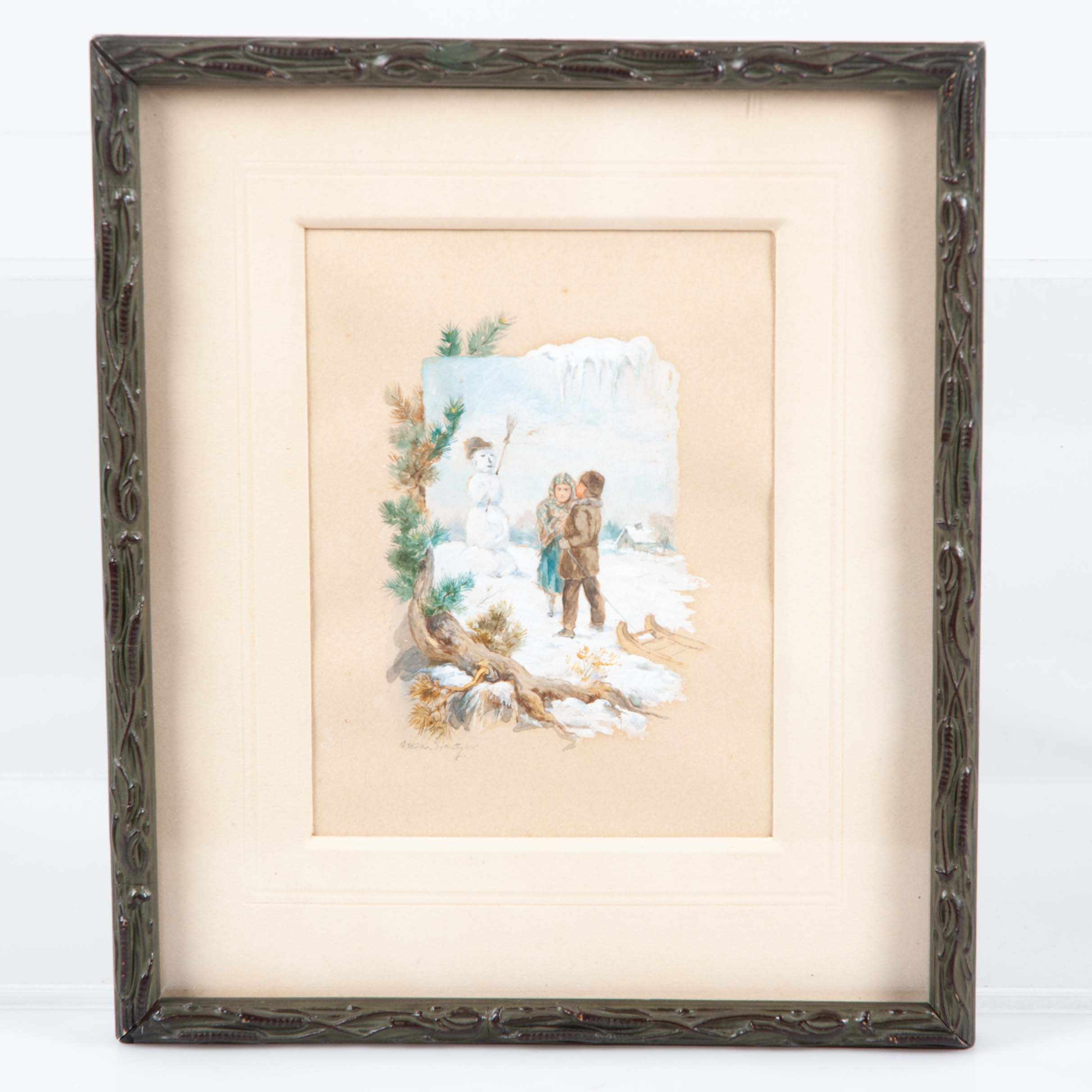 ADOLPH MÜLLER-GRANTZOW (TYSKLAND 1853-1922). Akvarell "Vinter".