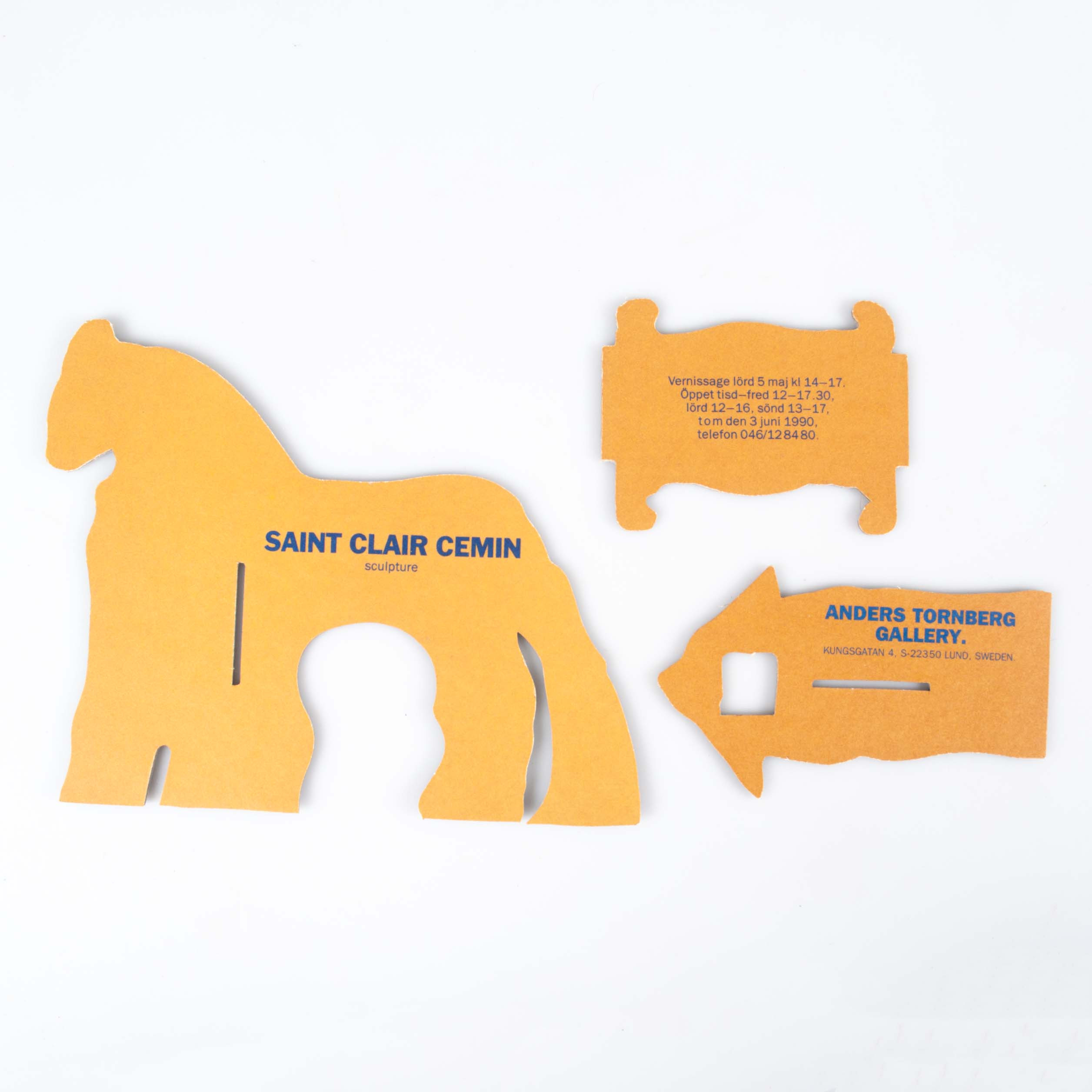 SAINT CLAIR CEMIN (född 1951, Brasilien/USA), skulptur/objekt, vernissagekort från Anders Tornberg Gallery Lund.