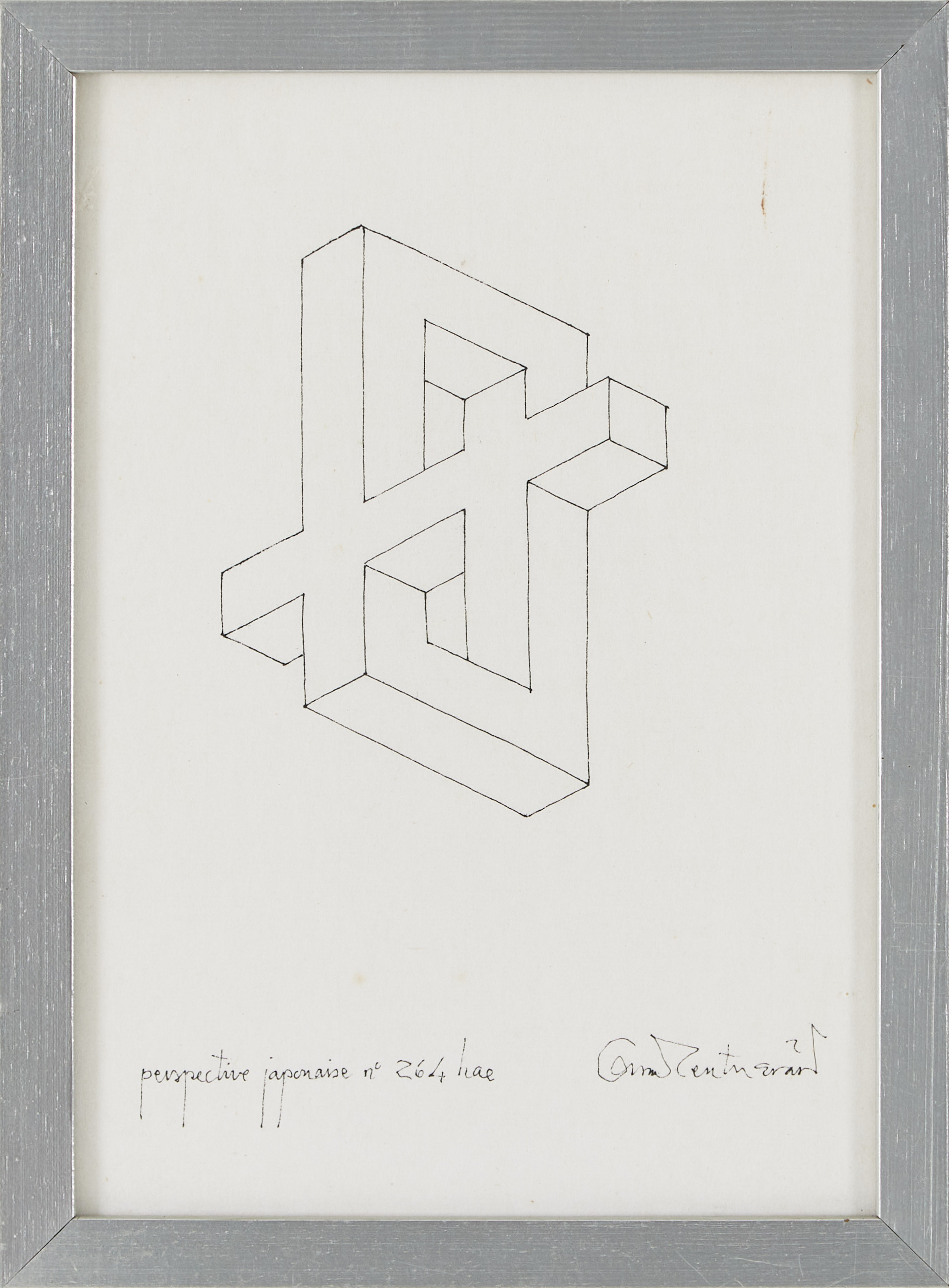 OSCAR REUTERSVÄRD. "Perspective japonaise n. 264 hae", tusch på japanpapper, signerad.