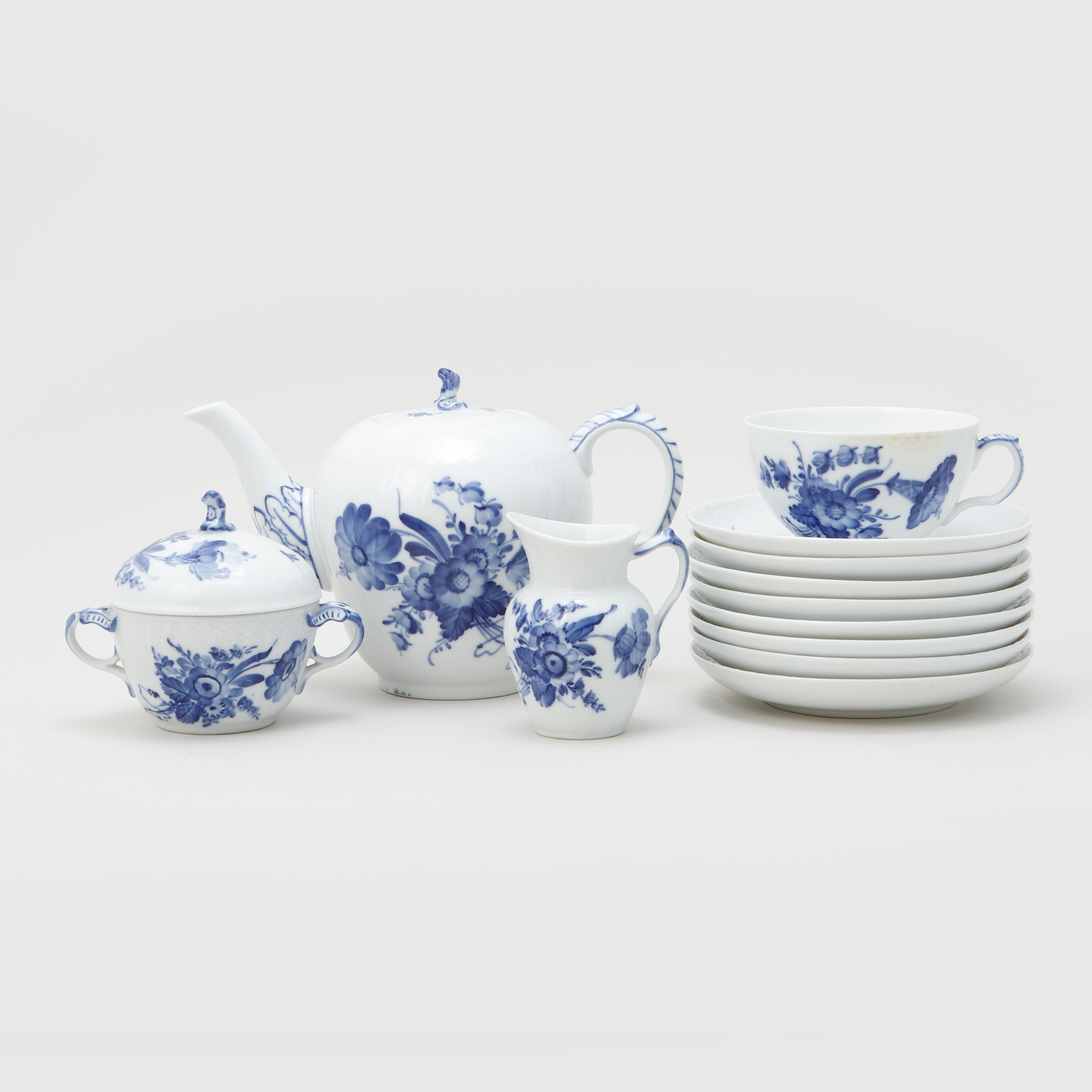 TESERVIS, 10 delar, "Blå blom", porslin, royal Copenhagen.