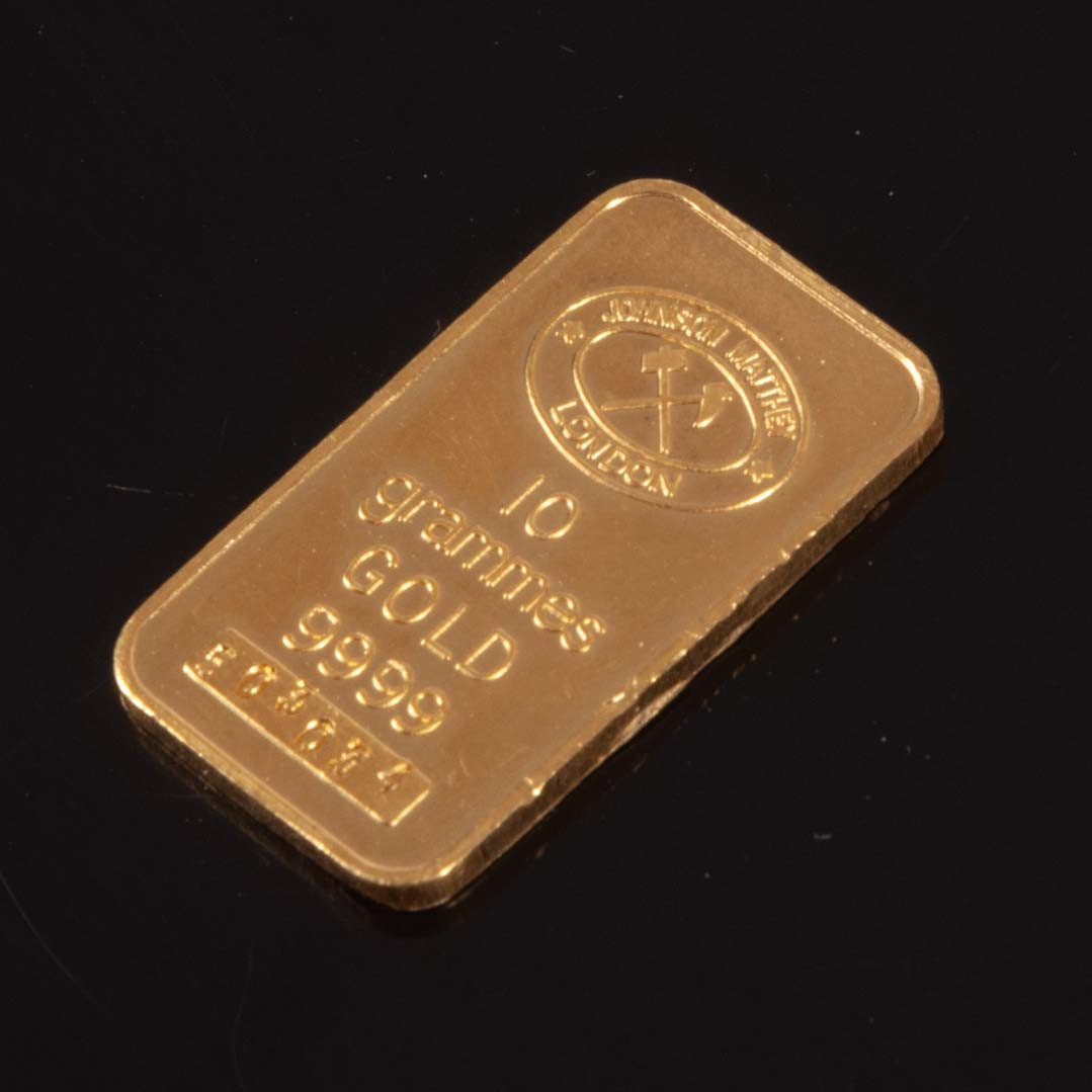 INVESTERINGSGULD, guldtacka Johnson Matthey, 23K (999,9/1000), vikt 10 gram.