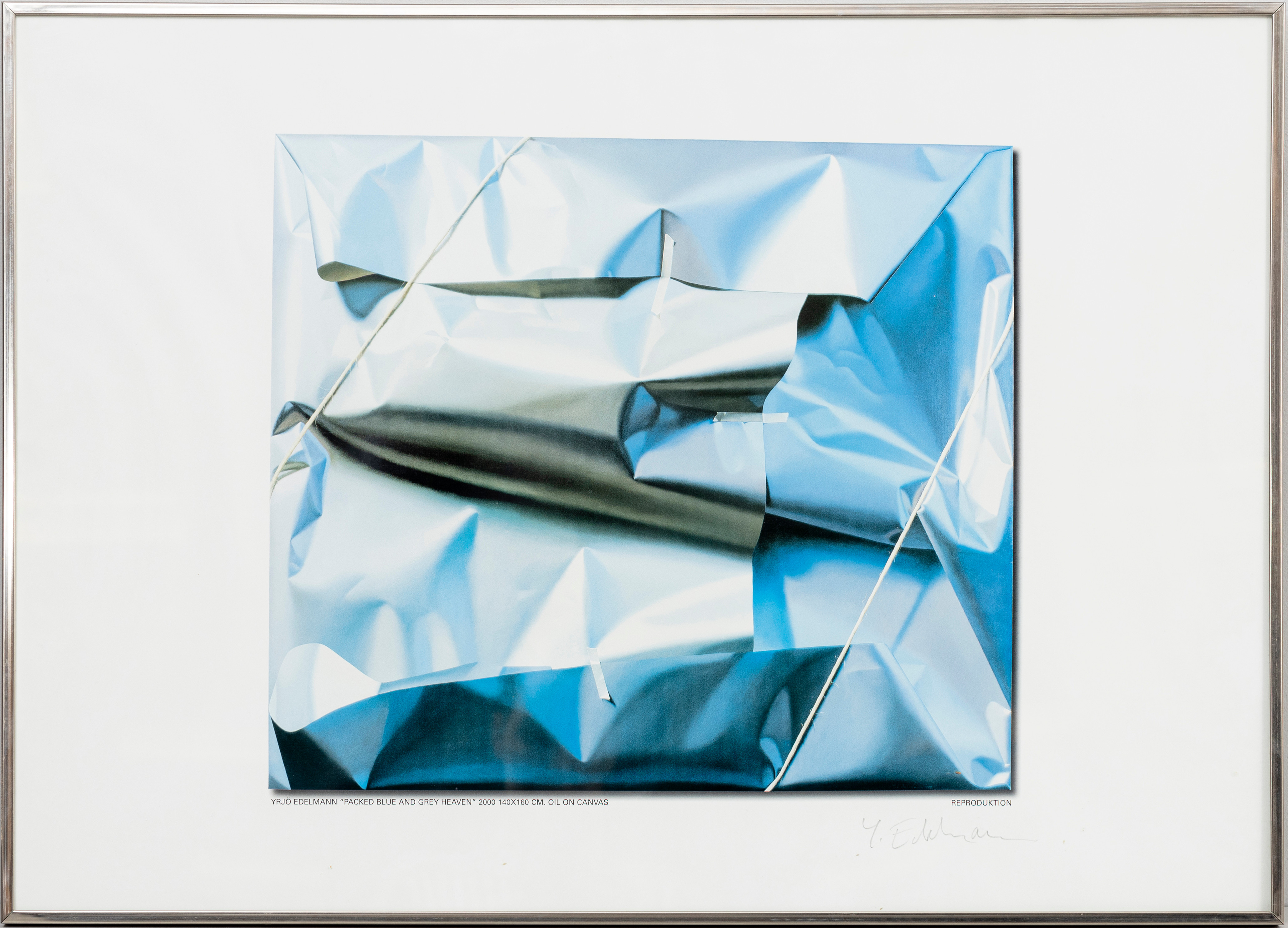 YRJÖ EDELMANN. reproduktion efter, "Packed blue and grey heaven", 2000, signerad, Y. Edelmann.