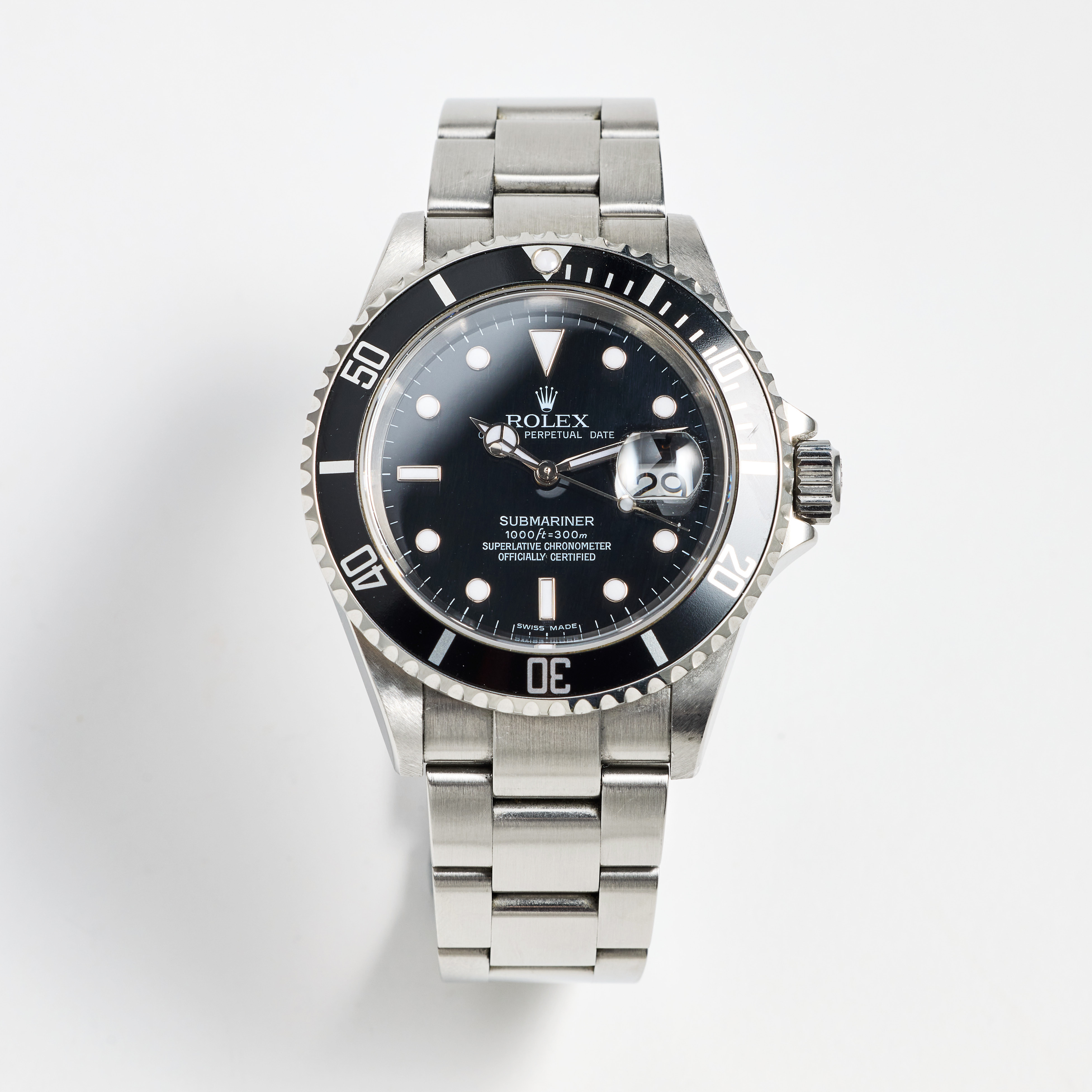 ROLEX, Oyster Perpetual Date, Submariner (1000ft=300m), Chronometer, armbandsur, 40 mm, stål, certifikat, augusti 2007.