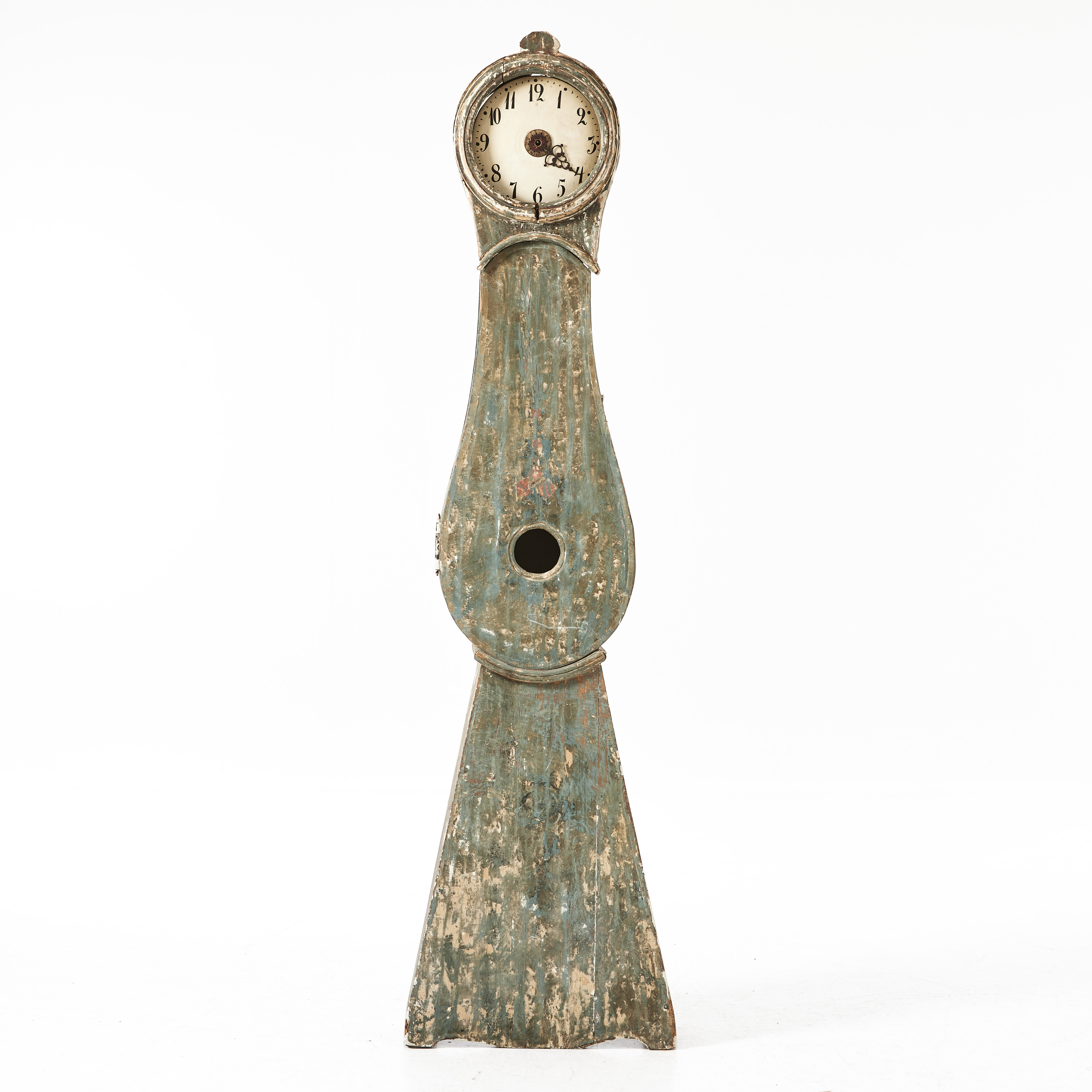 GOLVUR, Moraklocka, tidigt 1800-tal, bemålat trä.