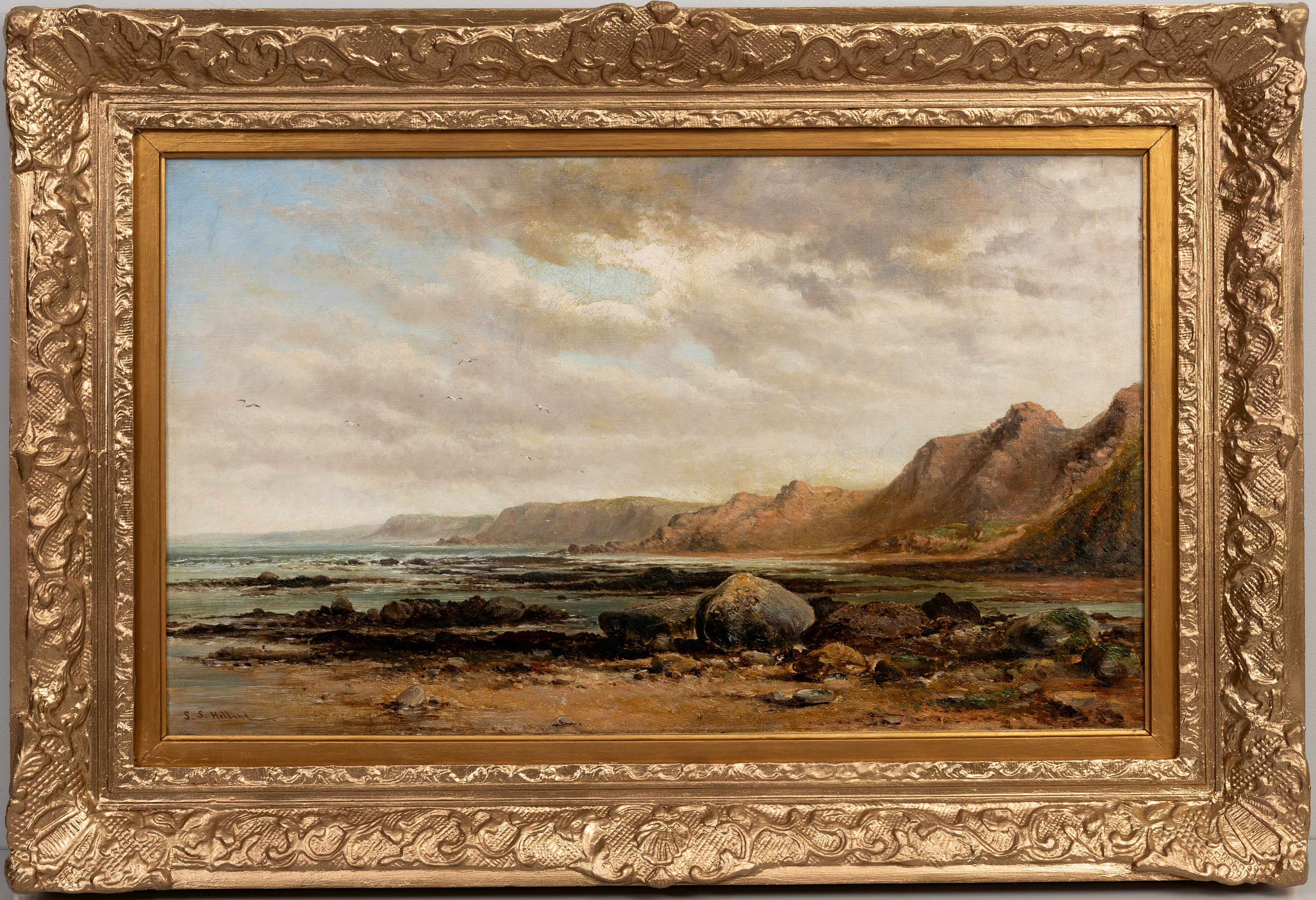 SEBASTOPOL SAMUEL HOLLAND (ACT.C.1876-1911). Kustlandskap England, olja på duk, signerad, S.S. Holland.