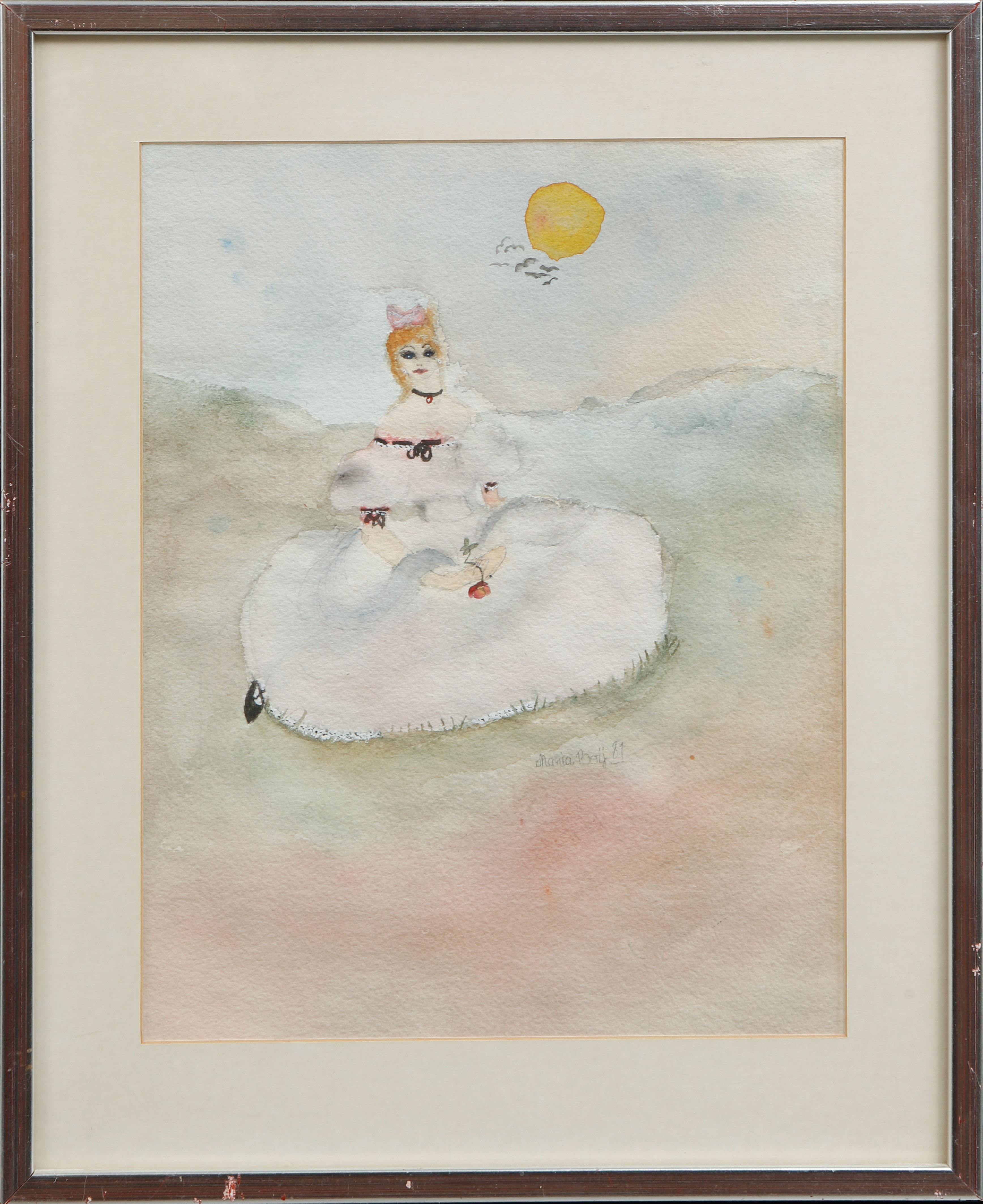 MARIA BOIJ. Sittande kvinna, akvarell, signerad och daterad 81.