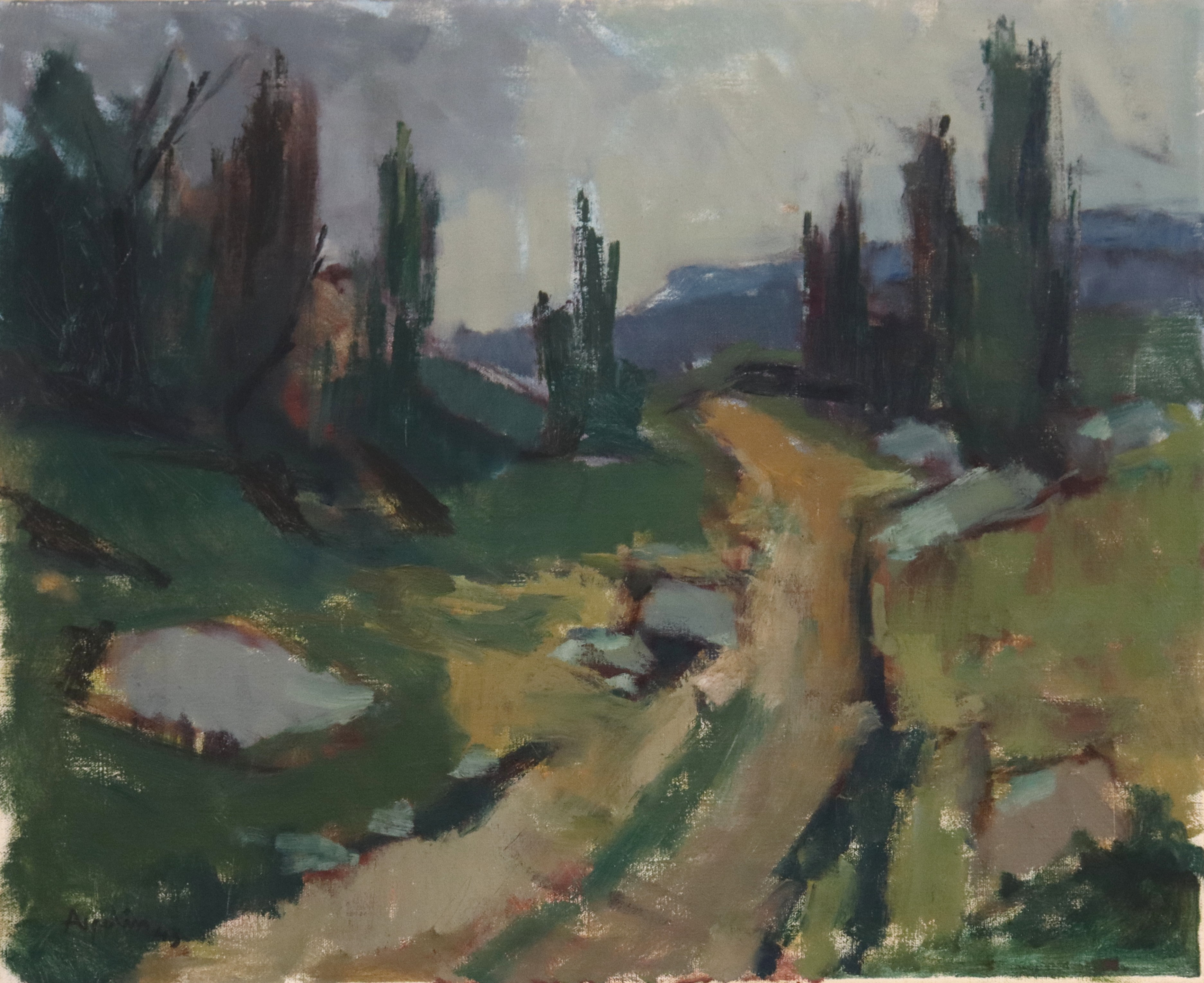 ARNE ASPELIN. olja på duk, landskap.