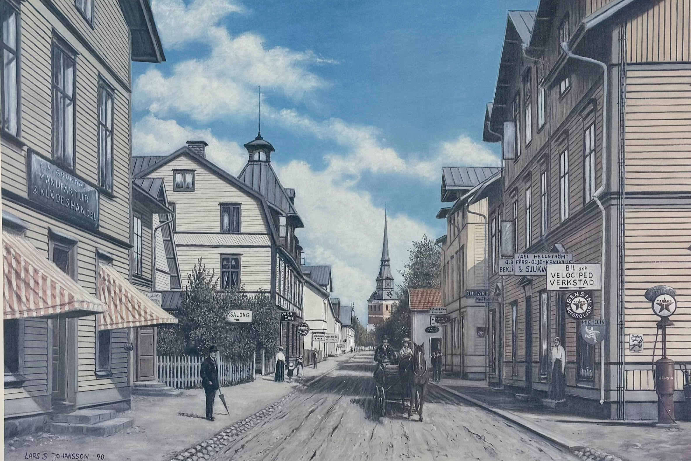 LARS S JOHANSSON. Kyrkogatan, Mora, offsettryck, signerad och numrerad 143/360.