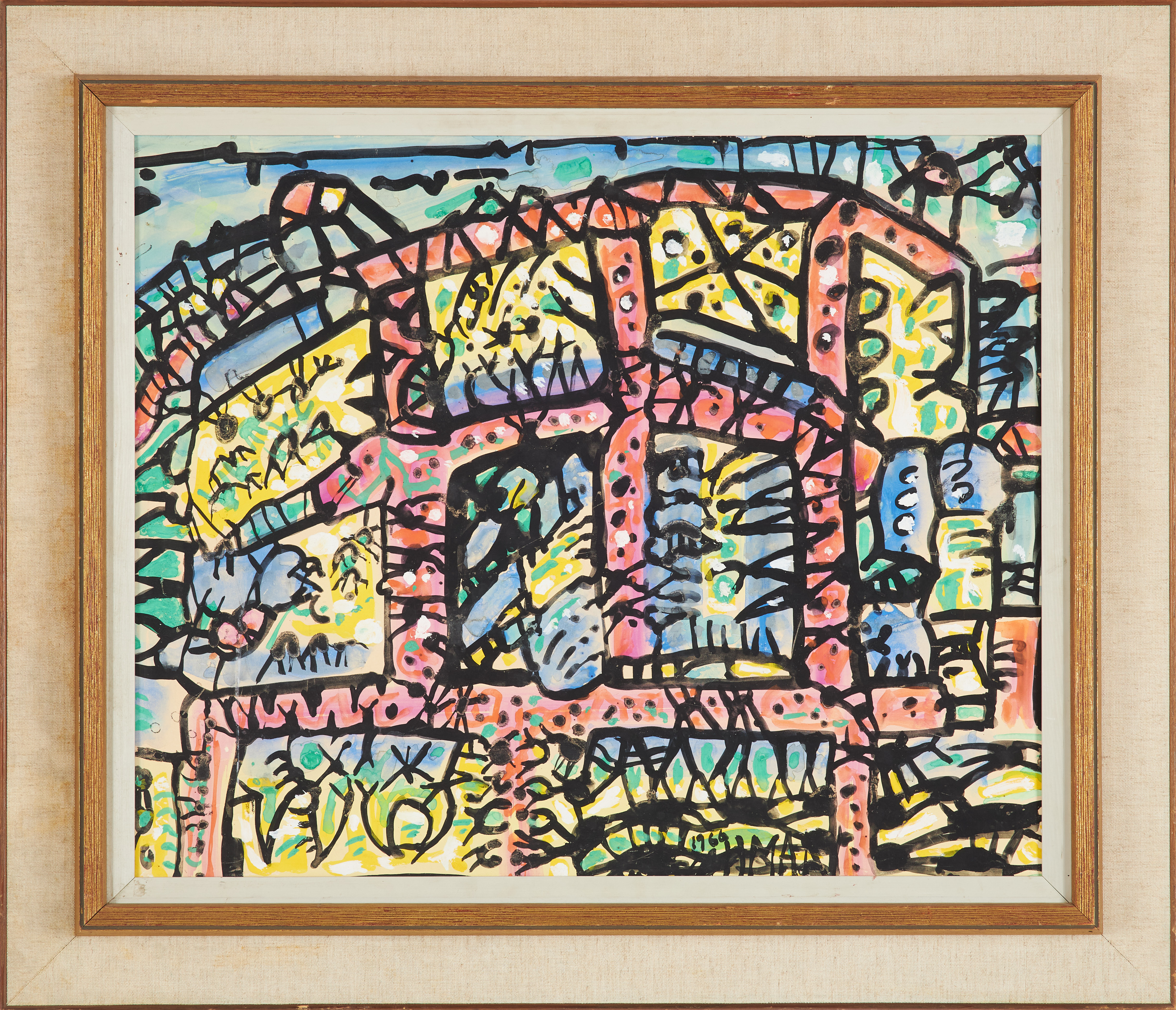 UNO VALLMAN. Komposition, olja på duk, signerad och daterad 1966.