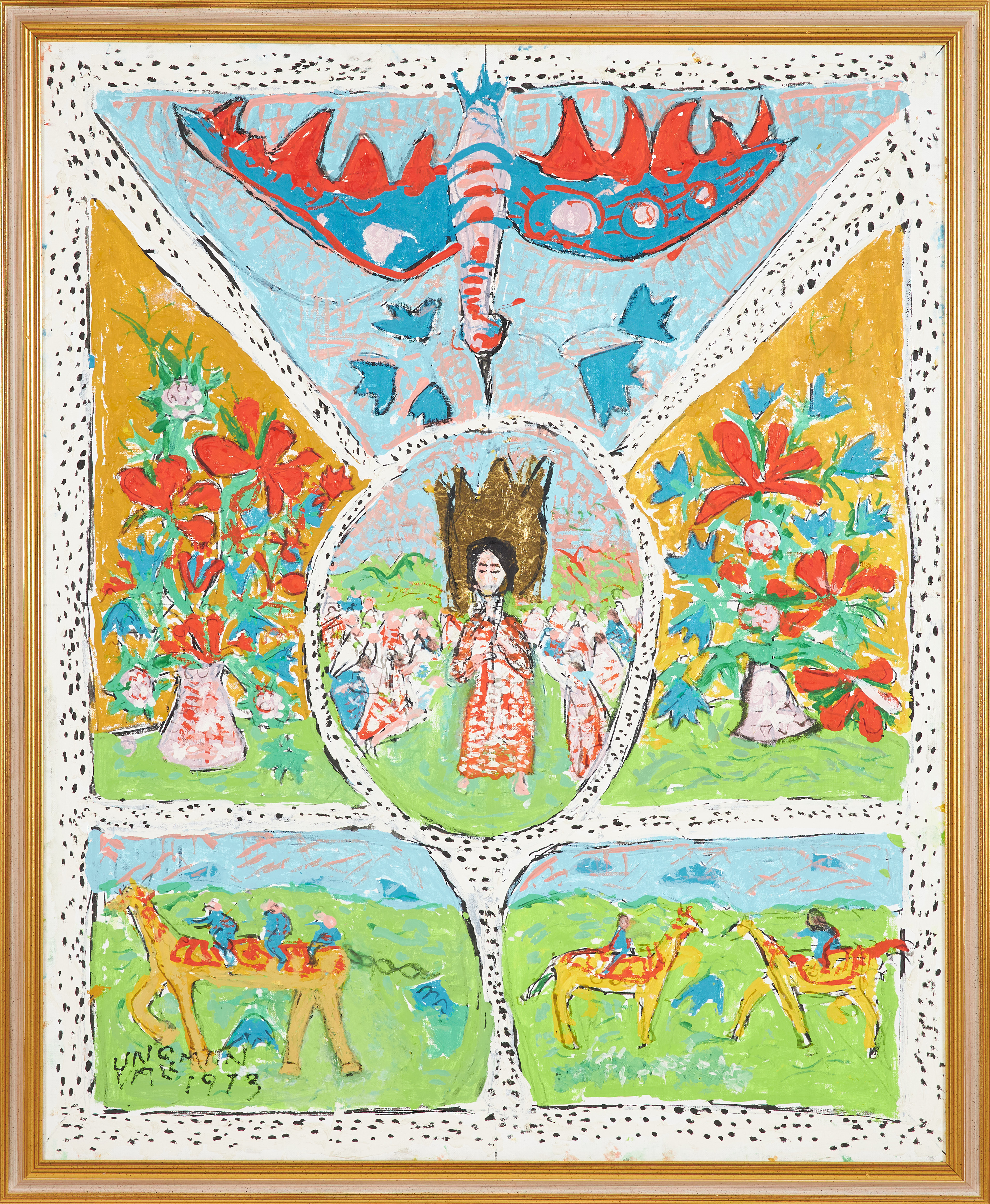 UNO VALLMAN. Figurkomposition, olja på duk, signerad och daterad 1973.